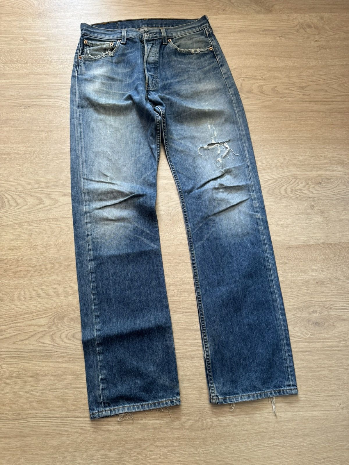 Levi's Vintage Levi’s 501 Distressed Blue Denim Jeans Size US 33 - 1 Thumbnail