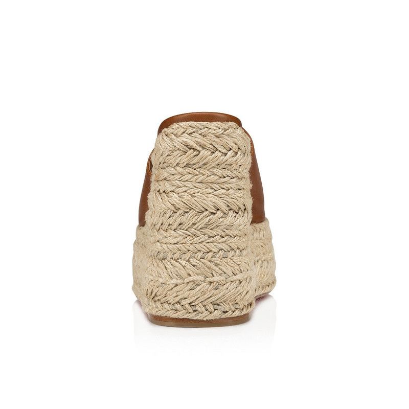 Christian Louboutin os11x0526 Ariella Zeppa 130mm Wedge Espadrilles Mules Brown Size US 8 / IT 38 - 4 Thumbnail