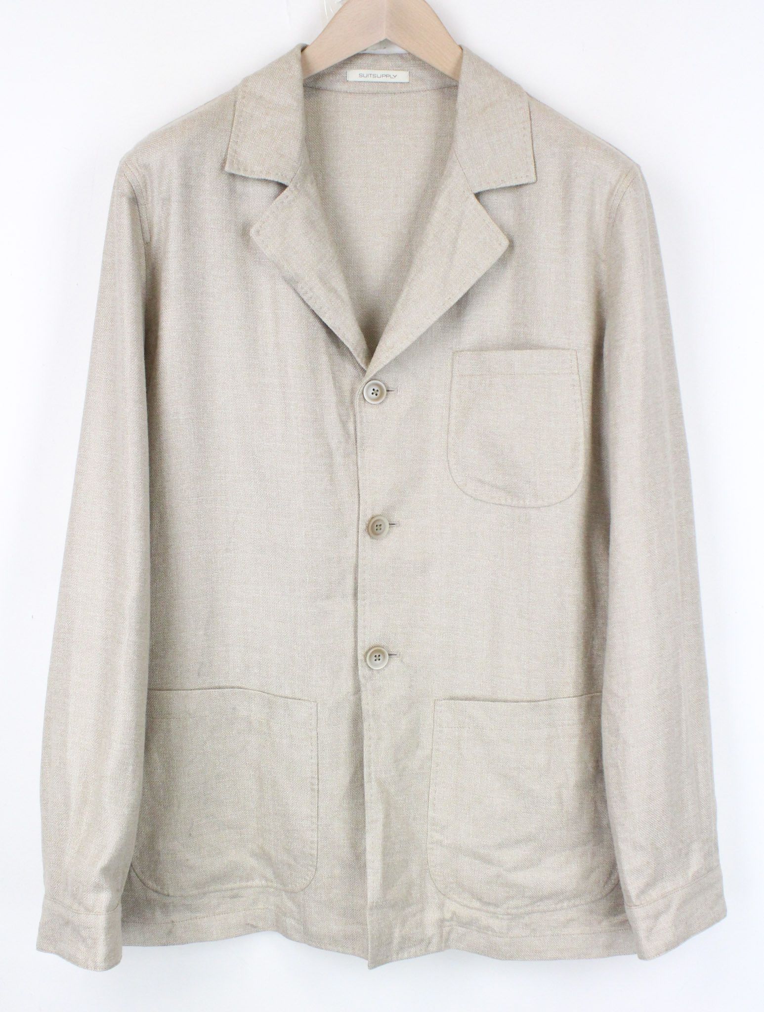 image of Suitsupply Greenwich Uk42R Beige Cotton Silk Lightweight Shacket 68967, Men's