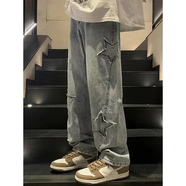 Japanese Brand Ayukawa x Kazue Blue Color Star Denim Pant Size US 29 - 2 Thumbnail