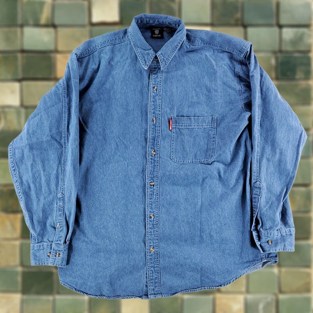 Vintage VINTAGE Warner Bros Looney Tunes Denim Button-Up Shirt Embroidered Mens L Blue 90s Size US L / EU 52-54 / 3 - 1 Thumbnail