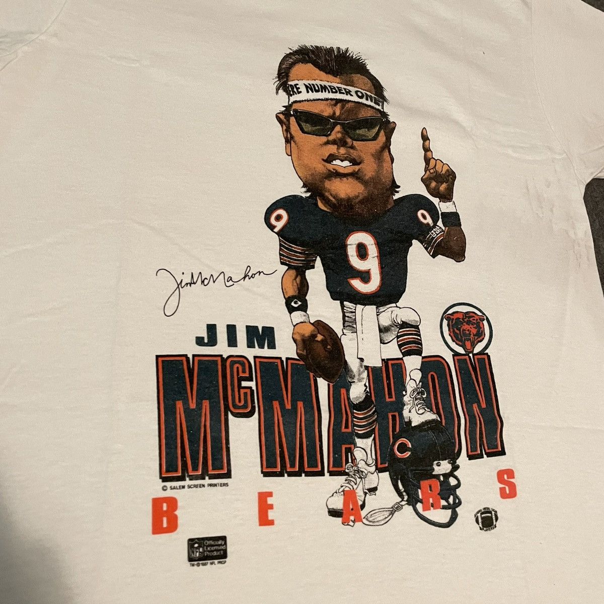 NFL × Salem Sportswear × Vintage Vintage 1987 NFL Jim McMahon Chicago Bears Caricature Tee Size US M / EU 48-50 / 2 - 2 Thumbnail