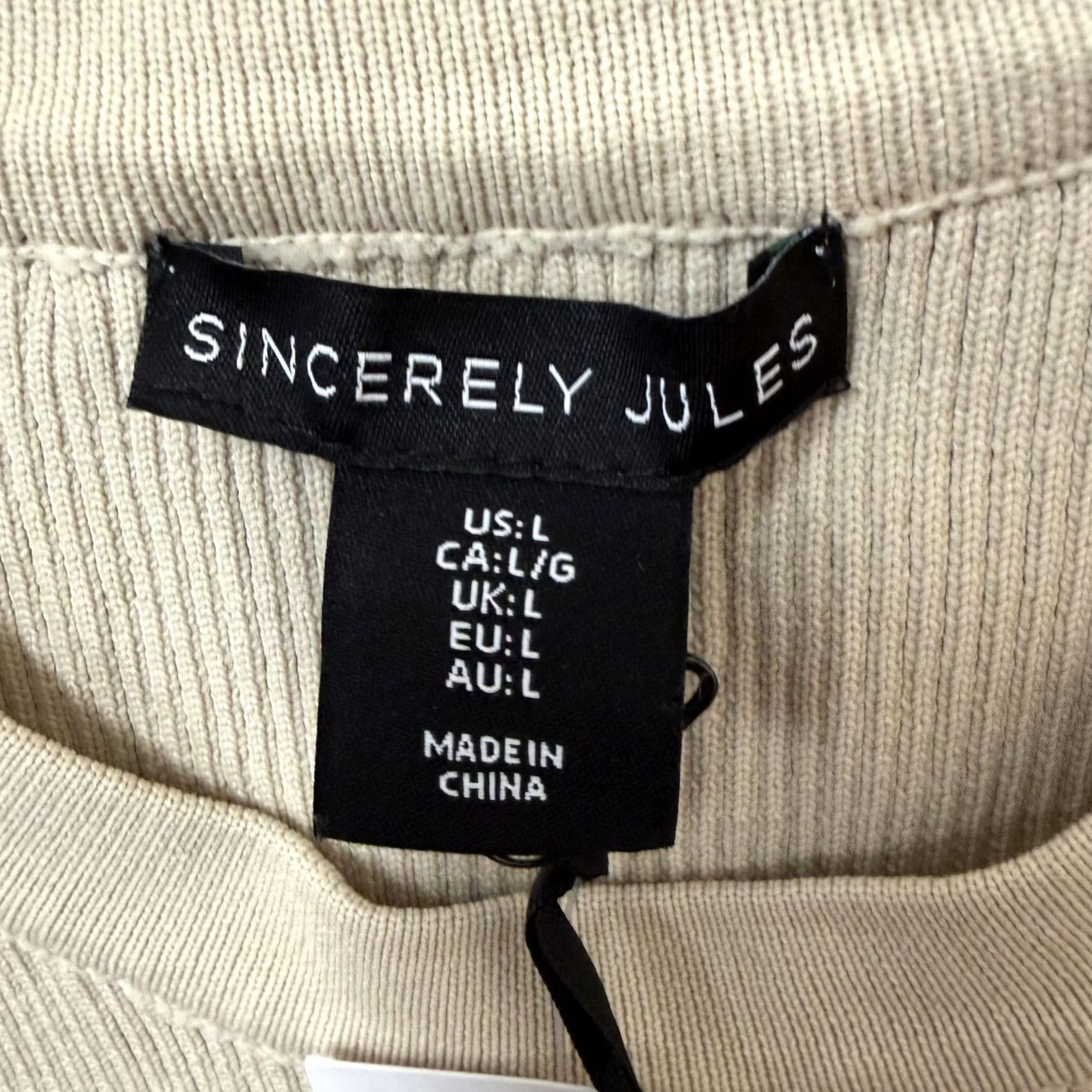 Vintage Sincerely Jules Tank Top Womens L Beige Ribbed Knit Crew Neck Stretch Shirt Sleeveless Casual Summer Size L / US 10 / IT 46 - 3 Thumbnail