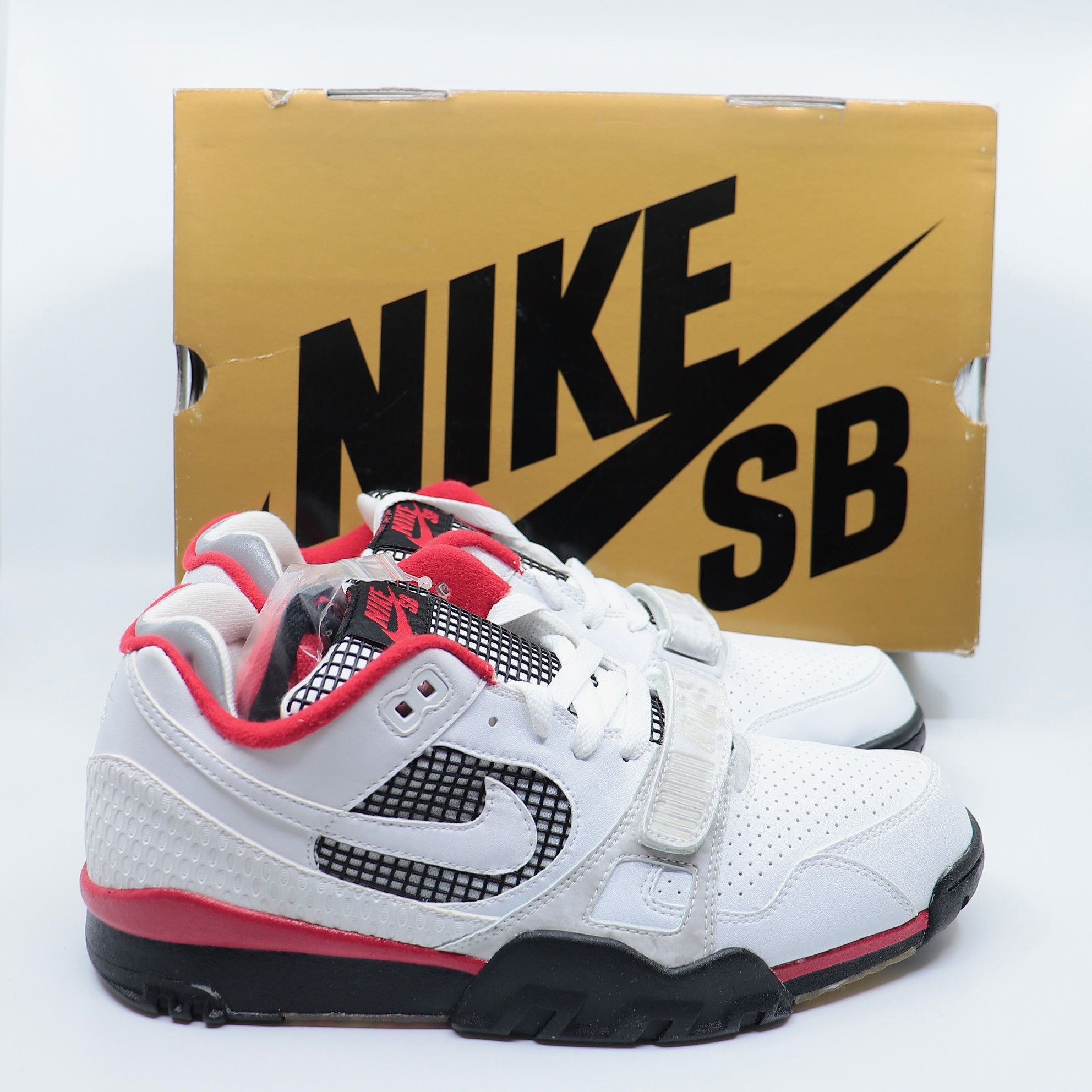 Pre-owned Nike X Supreme Nike Sb Air Trainer 2 Supreme White Size 10.5 For Restoration Shoes
