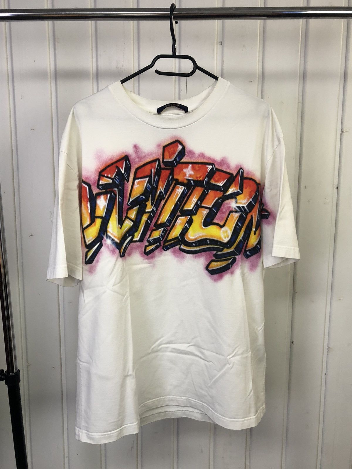 Louis Vuitton Men's XL Virgil Abloh 1990's Style Graffiti T-Shirt