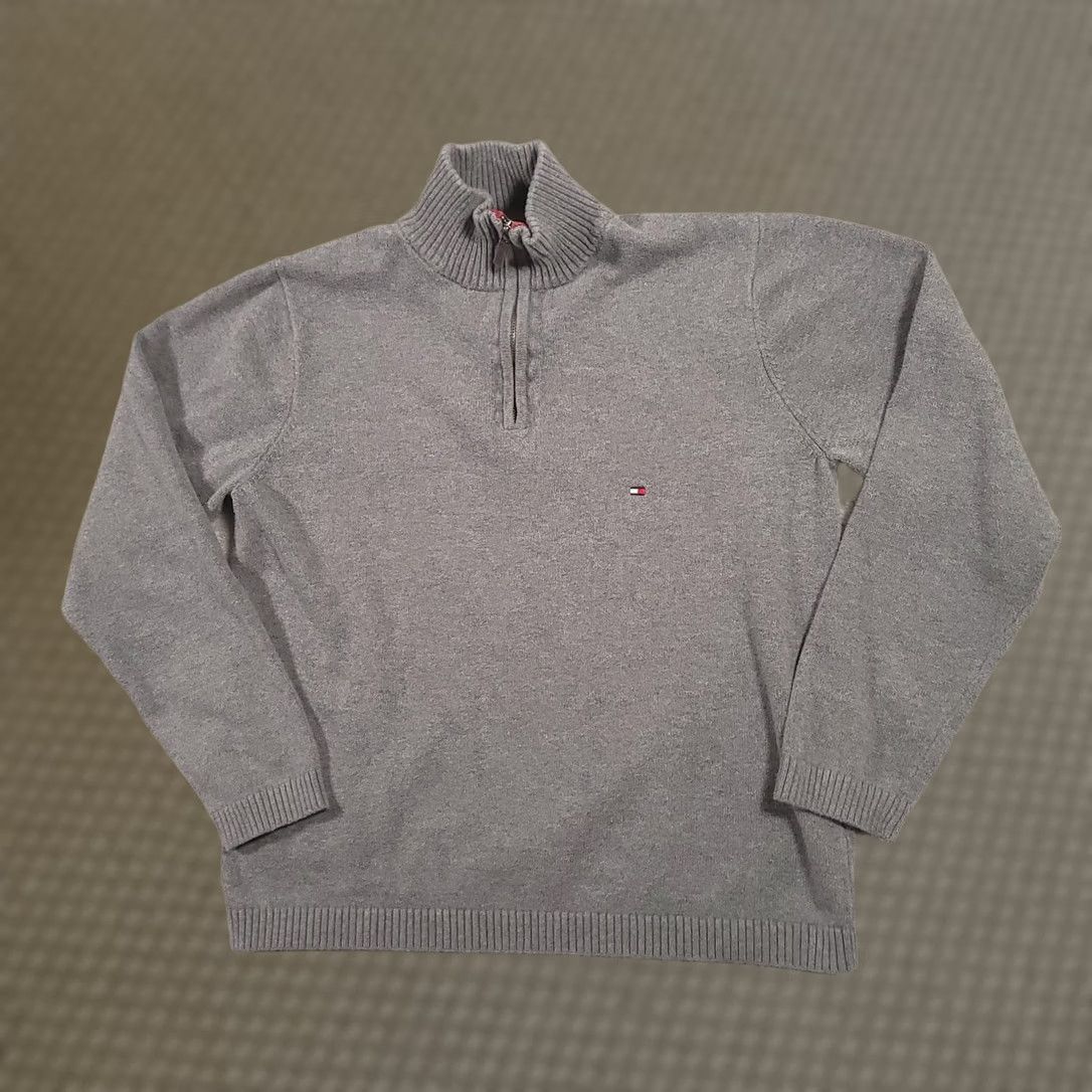 Tommy Hilfiger Tommy Hilfiger 1/4 Zip Long Sleeve Sweater Mens Small Gray Flag Logo Casual Mock Size US S / EU 44-46 / 1 - 1 Thumbnail