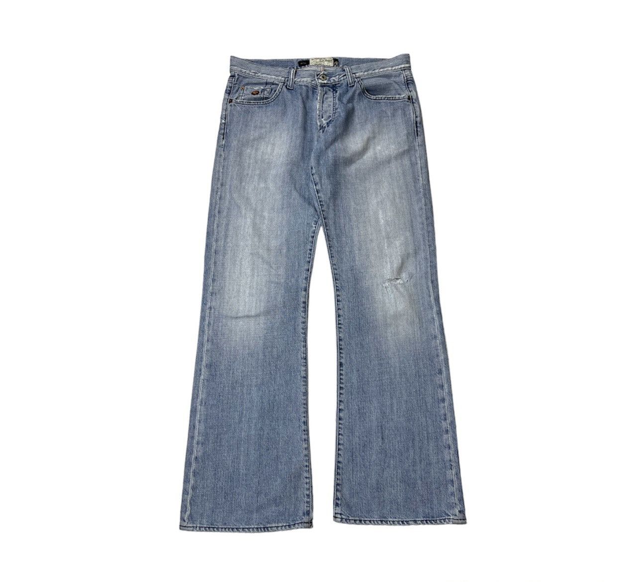 image of Distressed Denim x Energie Vintage Energie Jeans Steven Denim Distressed Y2K Wide Baggy in Light Bl