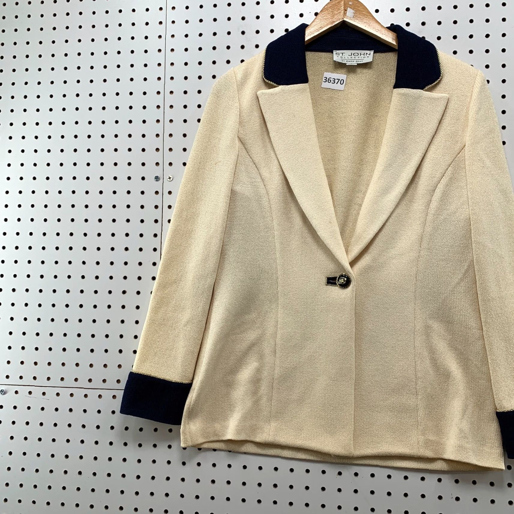 Vintage ST John Collection Marie Gray Knit Cardigan Blazer Womens Size 6 Beige Gray 90s Size M / US 6-8 / IT 42-44 - 3 Thumbnail