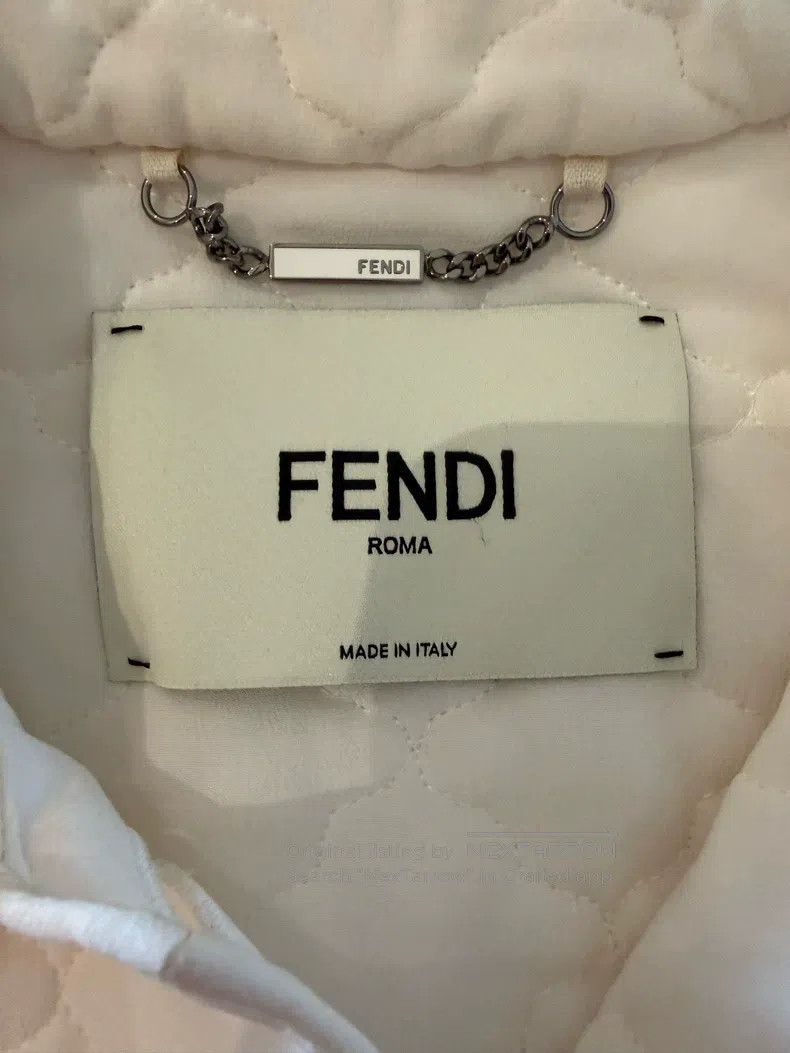 Fendi Fendi White Diamond Quilted Cotton Jacket Top Size XS / US 0-2 / IT 36-38 - 3 Thumbnail