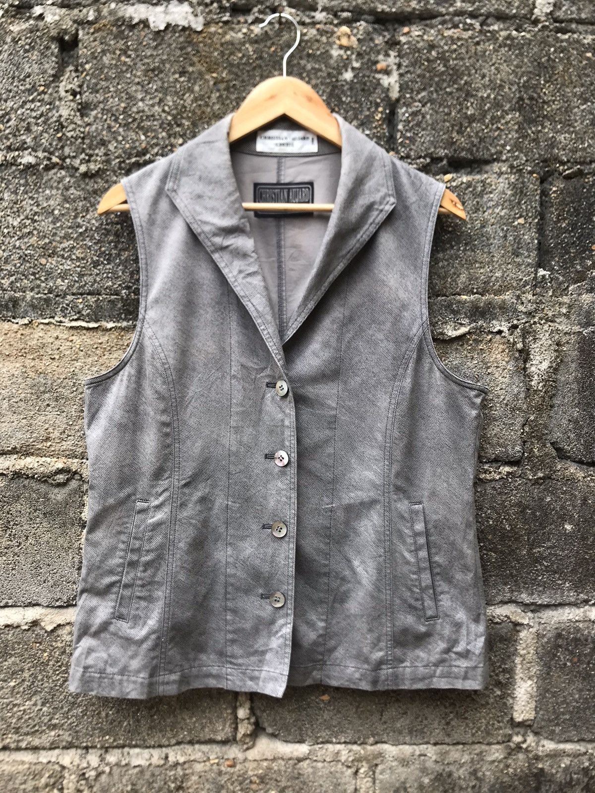 image of Tracey Vest Vintage Christian Aujard Liberte Button Up Vest in Grey, Men's (Size Medium)