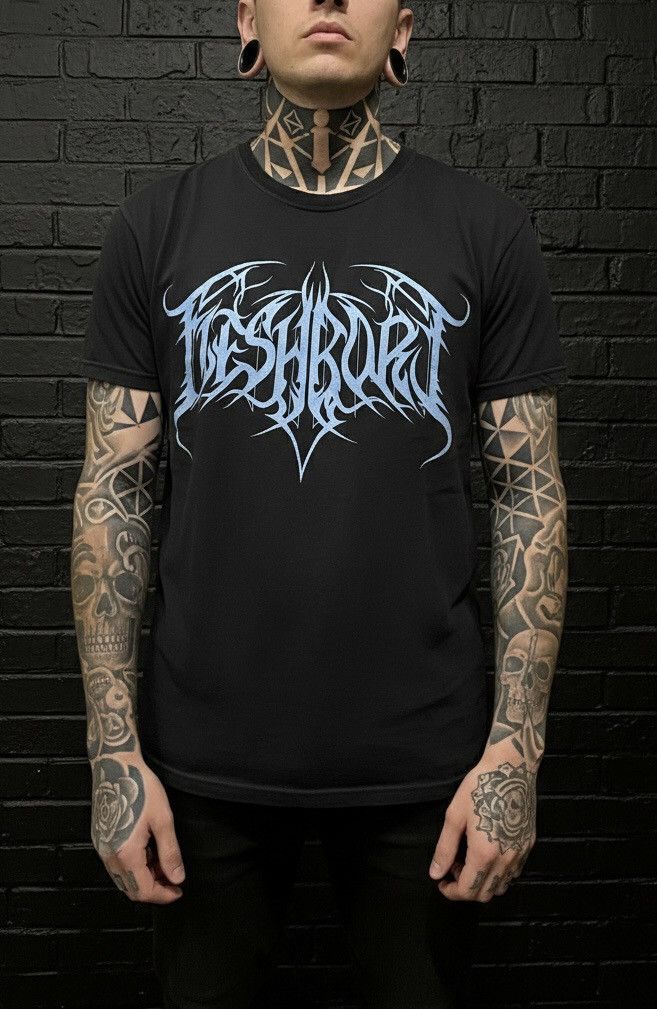 Comfort Colors RARE Official Blue Fleshbore Logo Deathcore Merch T-Shirt Size US M / EU 48-50 / 2 - 1 Thumbnail