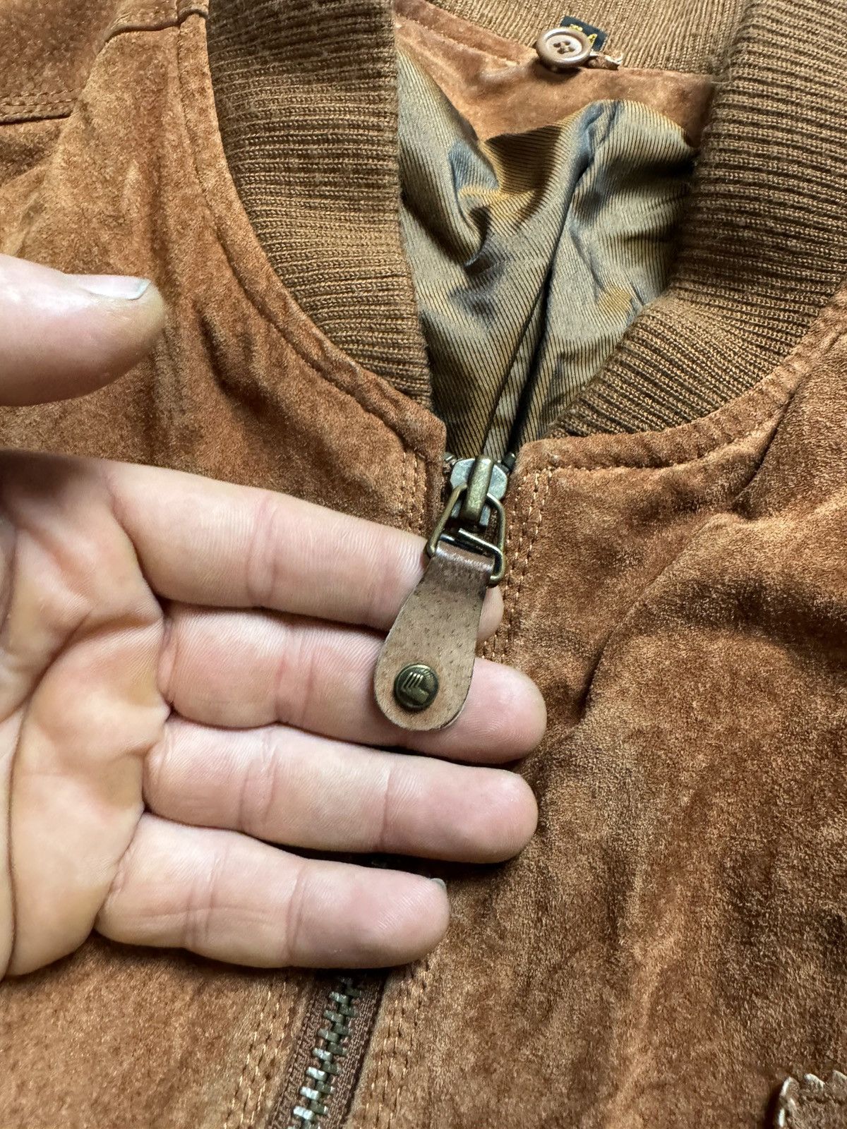 Japanese Brand × Vintage Vintage Y2K Suede Leather Avantgarde Aviator Bomber Jacket Size US L / EU 52-54 / 3 - 10 Thumbnail