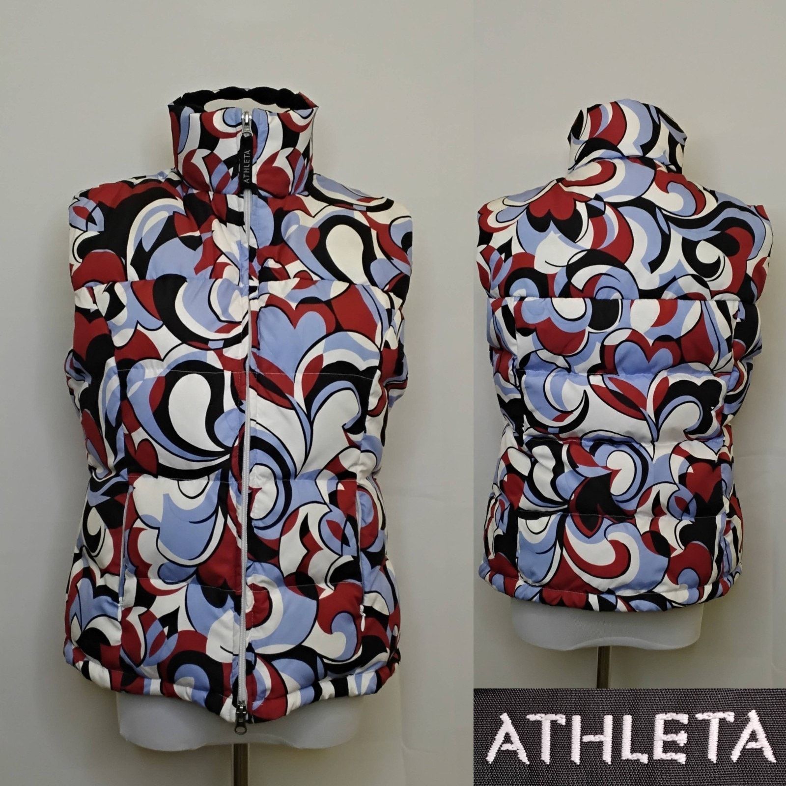Athleta Athleta Down Puffy Vest Women S Multicolor Swirly Geometric Size S / US 4 / IT 40 - 1 Thumbnail