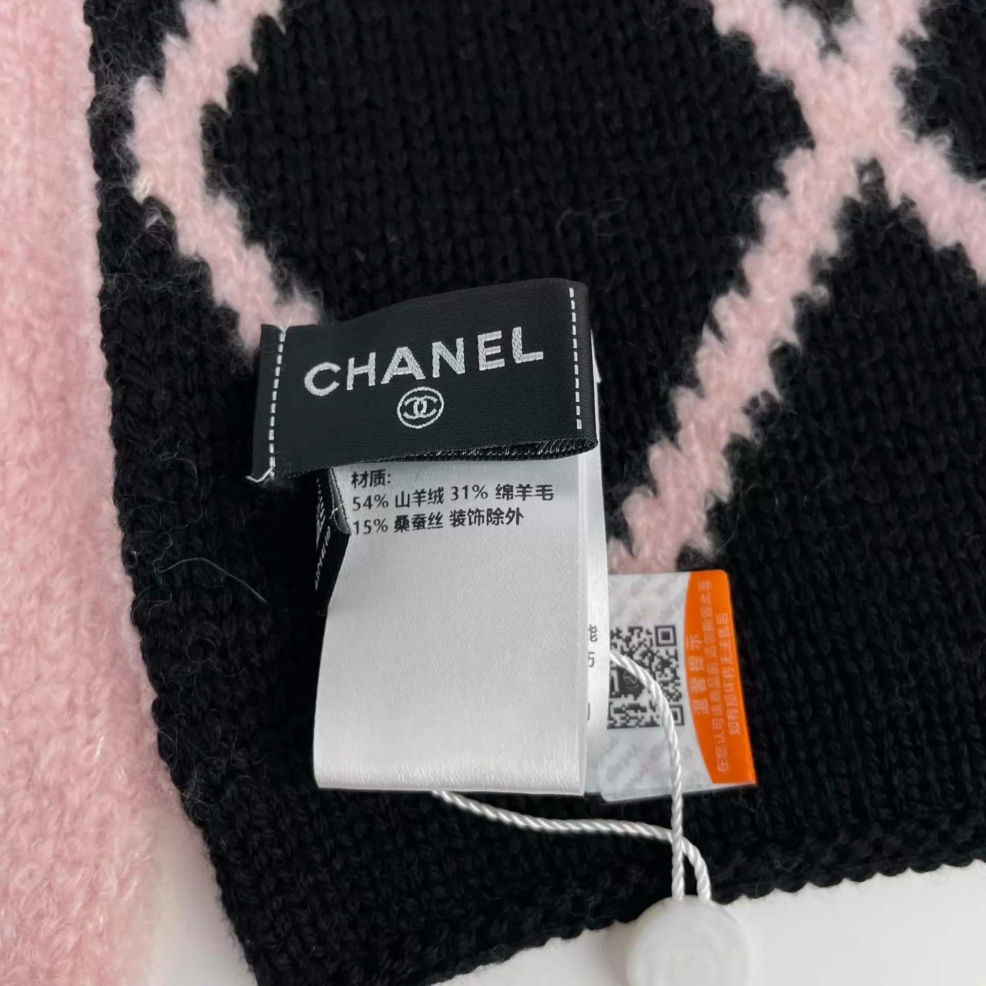 Chanel Chanel Cashmere Scarf Black & Pink Colorblock Double C Size ONE SIZE - 6 Thumbnail