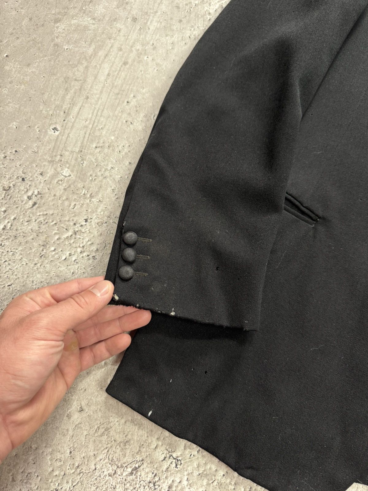Other Vintage Black Tuxedo Blazer One Button Leather Shawl Collar Size 36R - 6 Thumbnail