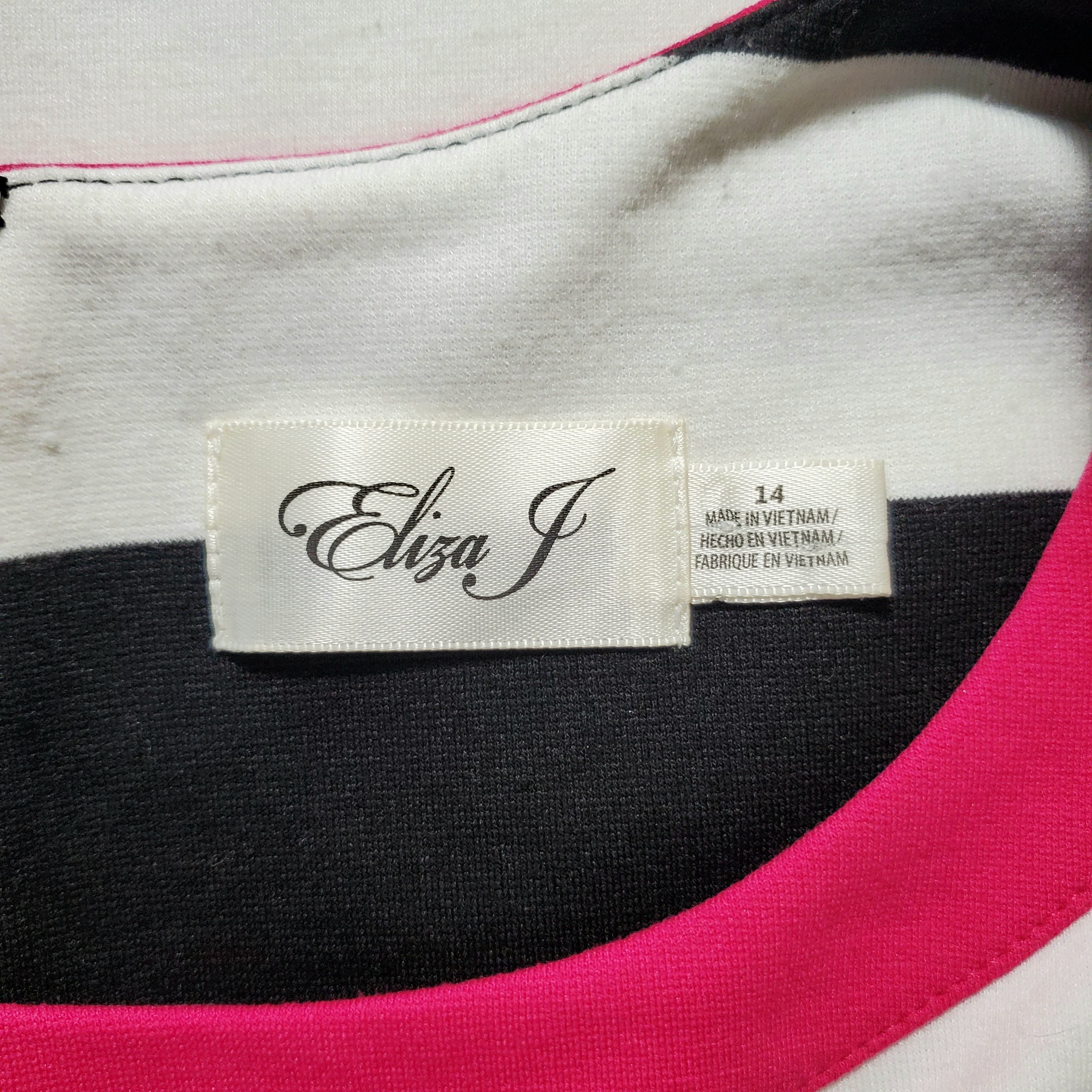 Other Eliza J Size 14/L Dress Midi Jersey Stripe Pink Collar 3/4 Size L / US 10 / IT 46 - 9 Thumbnail