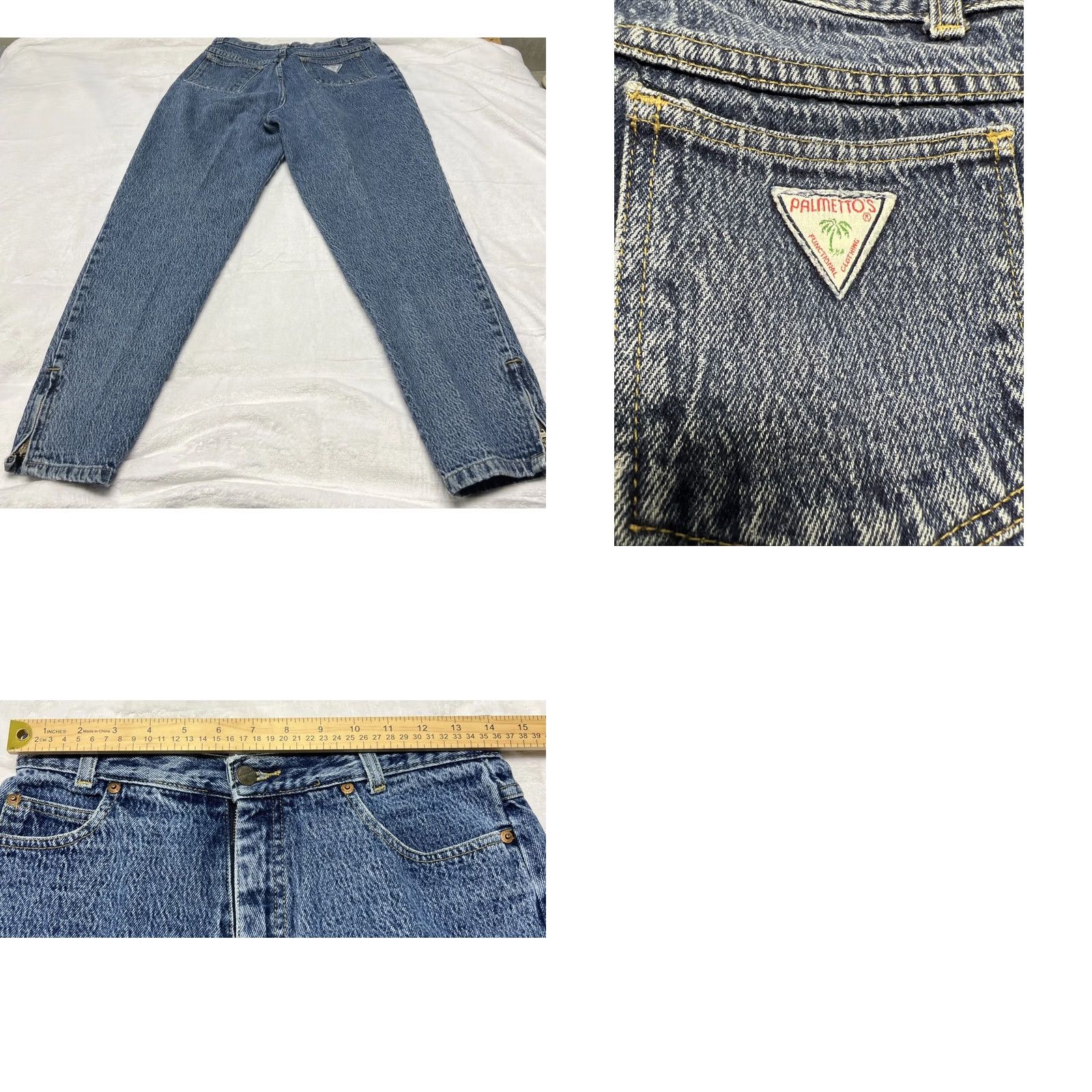 Vintage VINTAGE Palmetto High Waist Mom Jeans Blue Denim Acid Wash Tapered Leg Women’s Size 13 Size 34" / US 12 / IT 48 - 9 Thumbnail