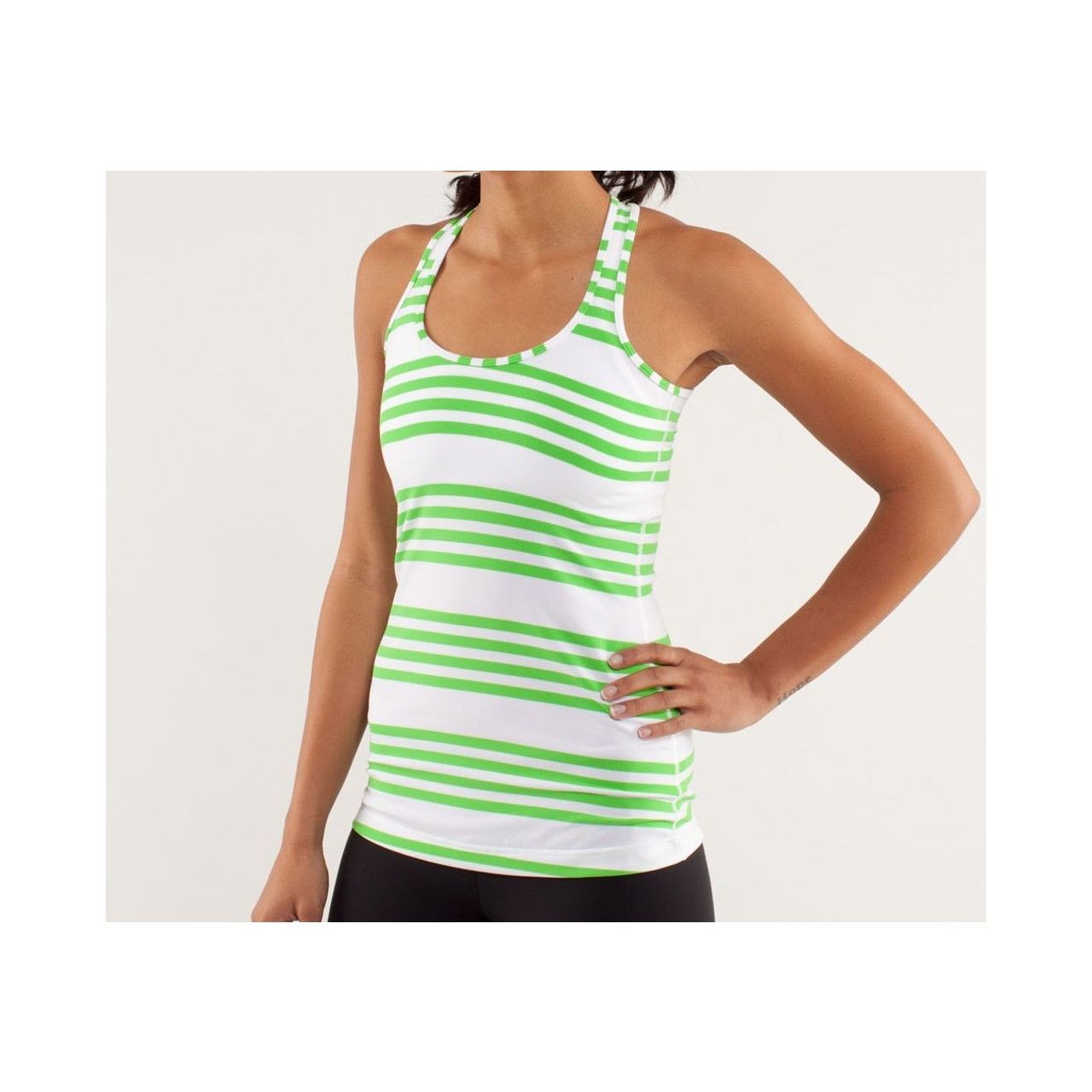 Lululemon LULULEMON Cool Racerback Ocean Frond Stripe Green Tank Top 4 Size S / US 4 / IT 40 - 1 Thumbnail
