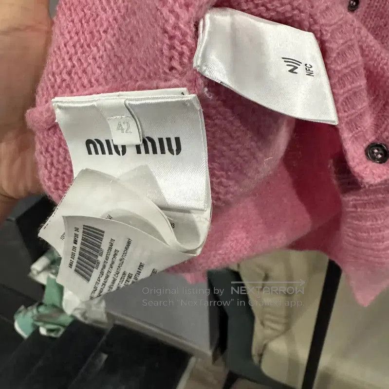 Miu Miu Miu Miu Pink Wool Blend Cardigan with Bow . Size L / US 10 / IT 46 - 5 Thumbnail