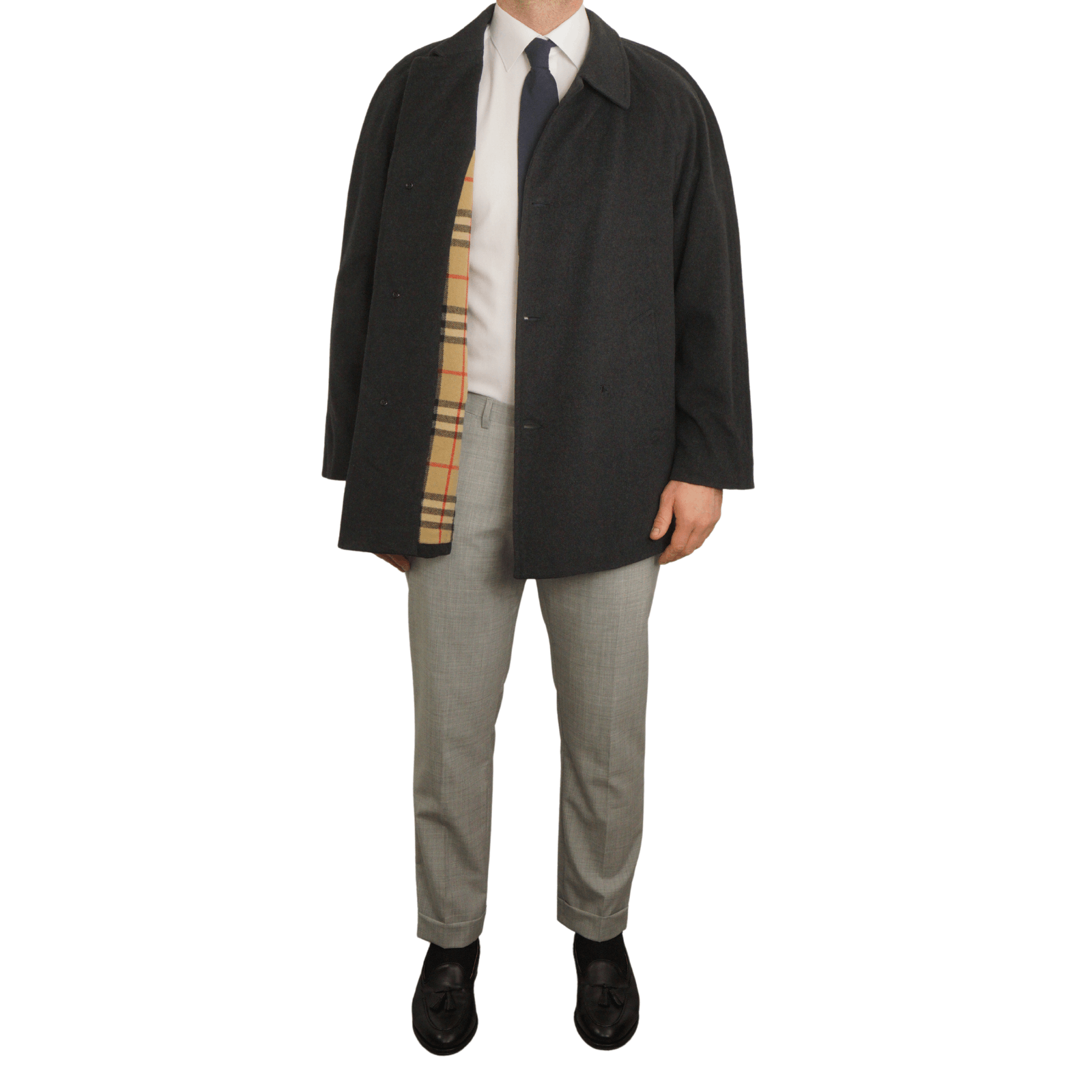 image of Men Burberry Coat Breathable Grey Wool Eu52 Uk/us42 Vap502 (Size Large)