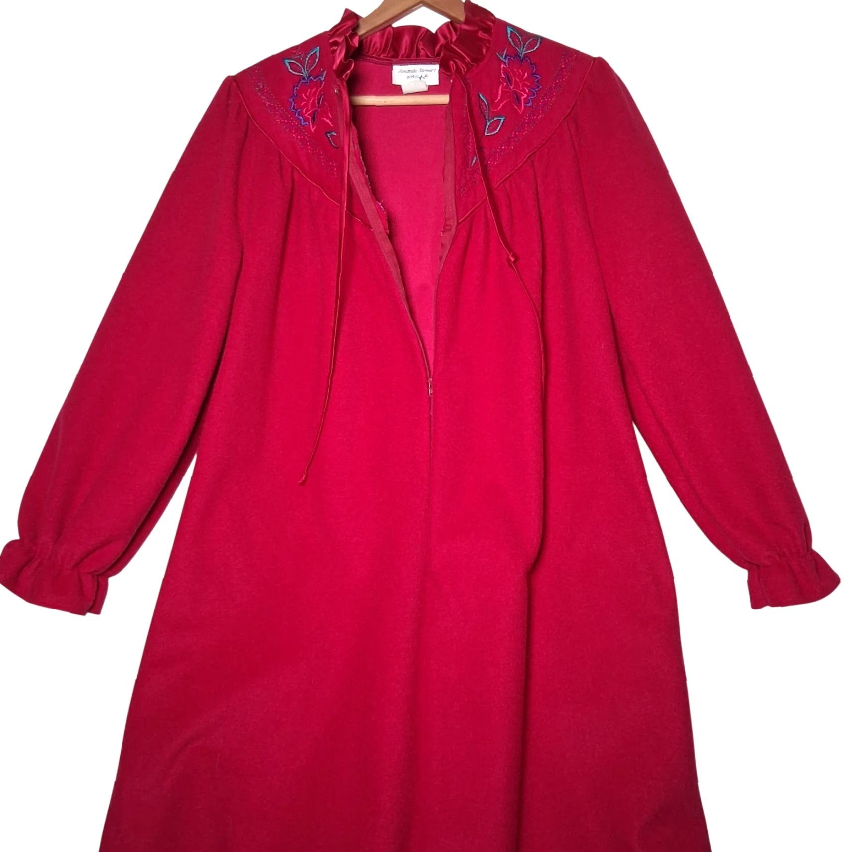 Vintage VINTAGE Amanda Stewart Intimates Robe Nightgown Housecoat S Pink 1980s Velour Eveningwear Girls Size ONE SIZE - 7 Thumbnail