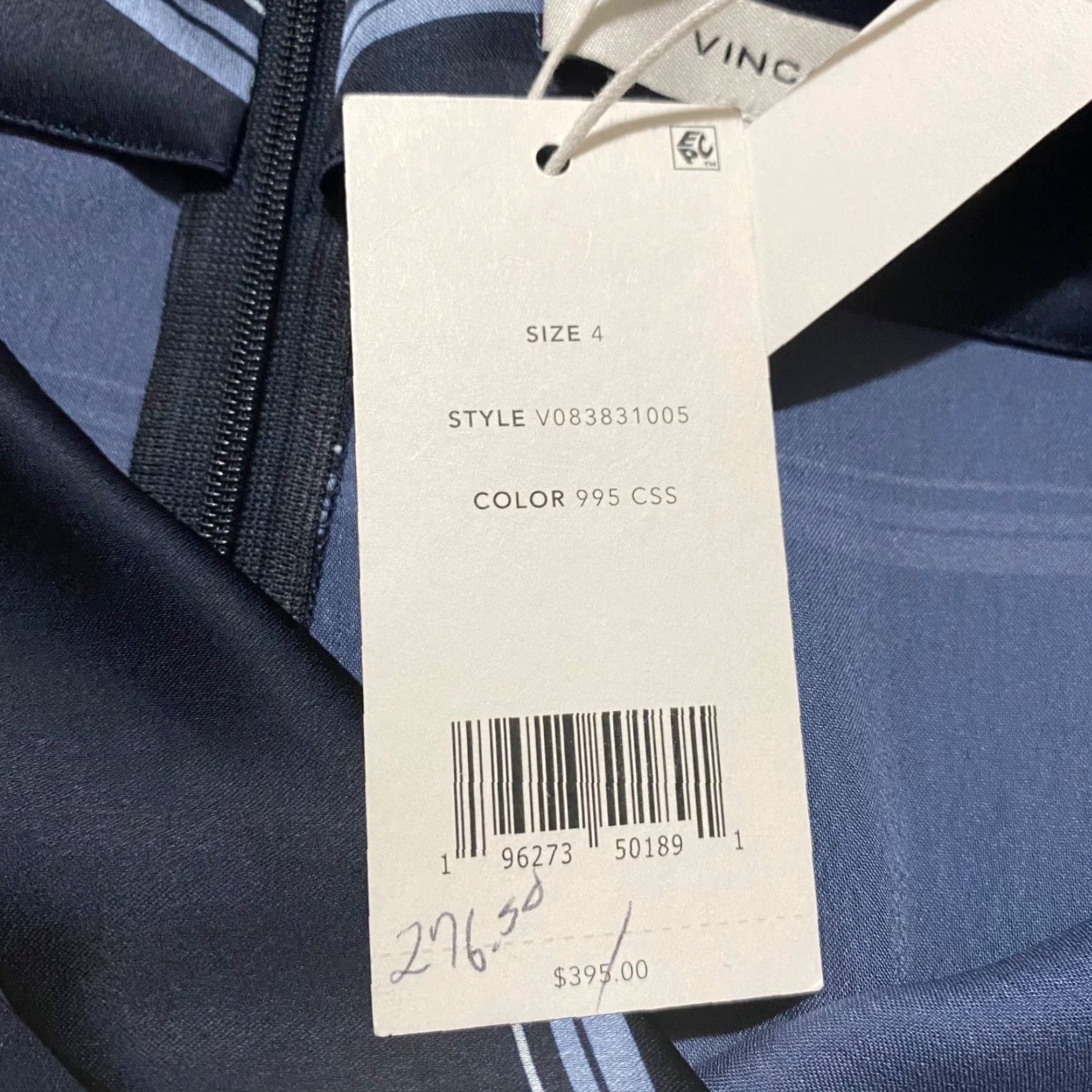 Vince Vince Skirt Midi Striped Blue Zip Size 4 Satin Polyester Straight Pencil Slit Women's Pink? Size 27" / US 4 / IT 40 - 5 Thumbnail