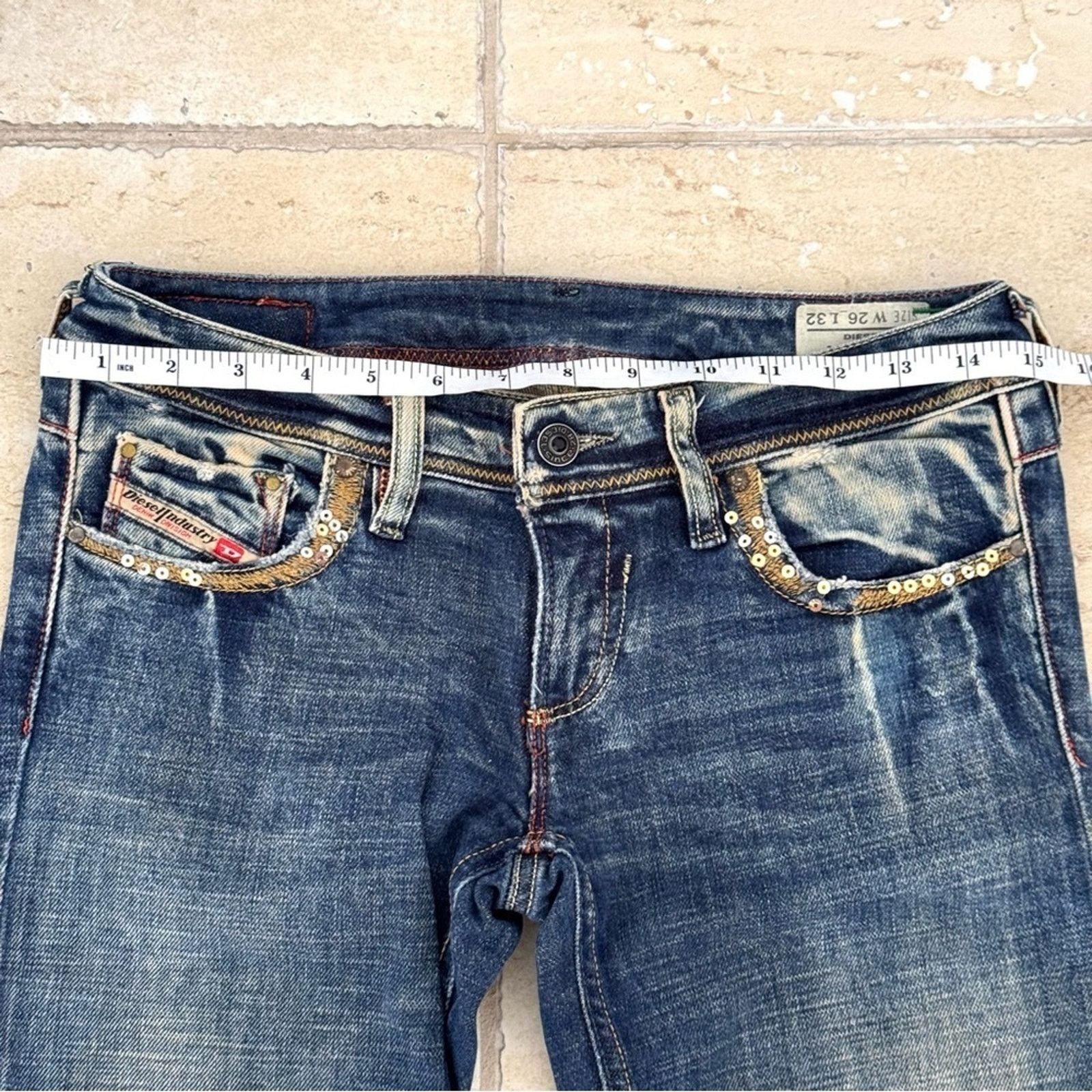 Diesel Diesel Lowky Jeans, Sequined Back Pockets, Size 26/32 Size 26" / US 2 / IT 38 - 4 Thumbnail