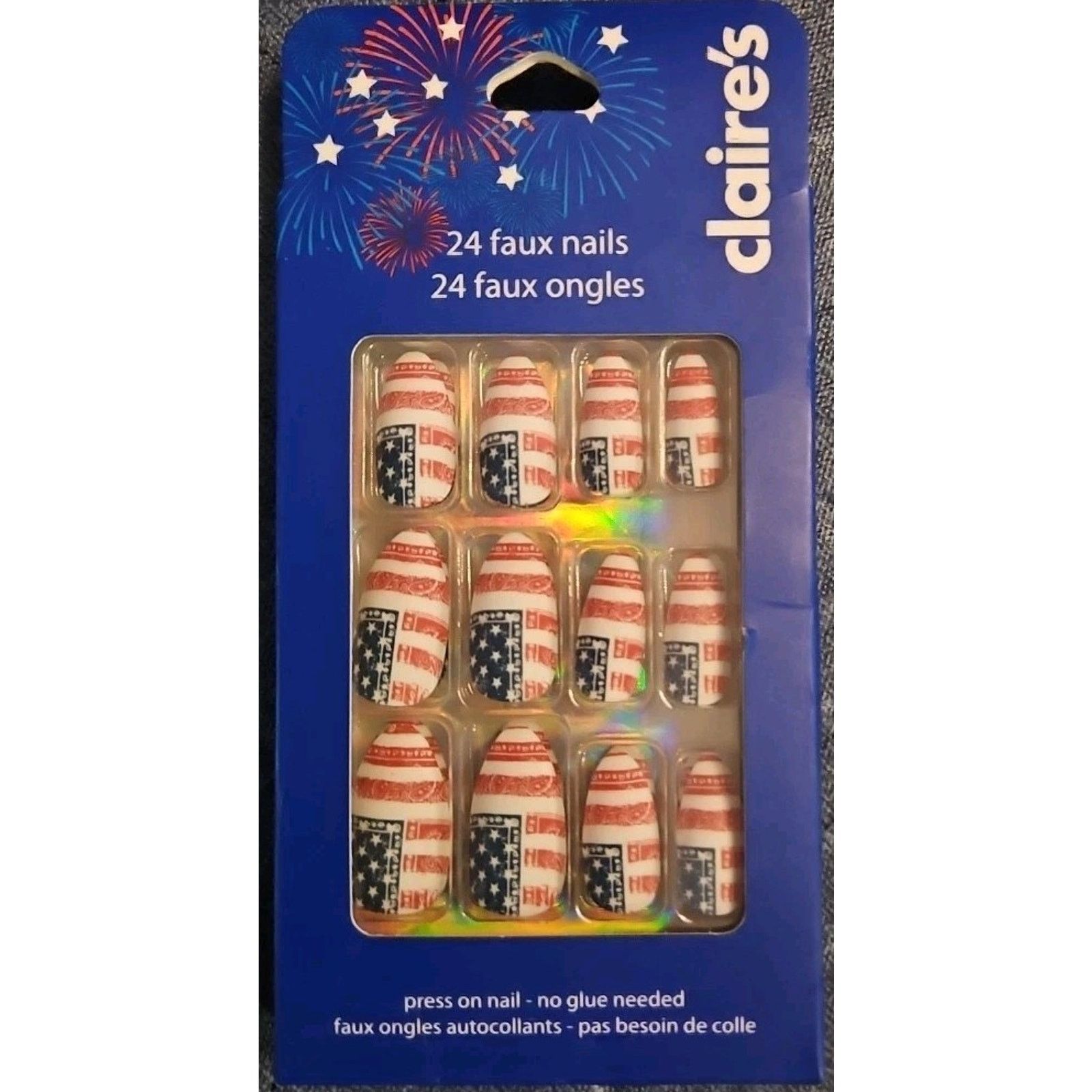 Other Claire's 24 Faux Nails US Flag Stars And Stripes Size ONE SIZE - 1 Thumbnail