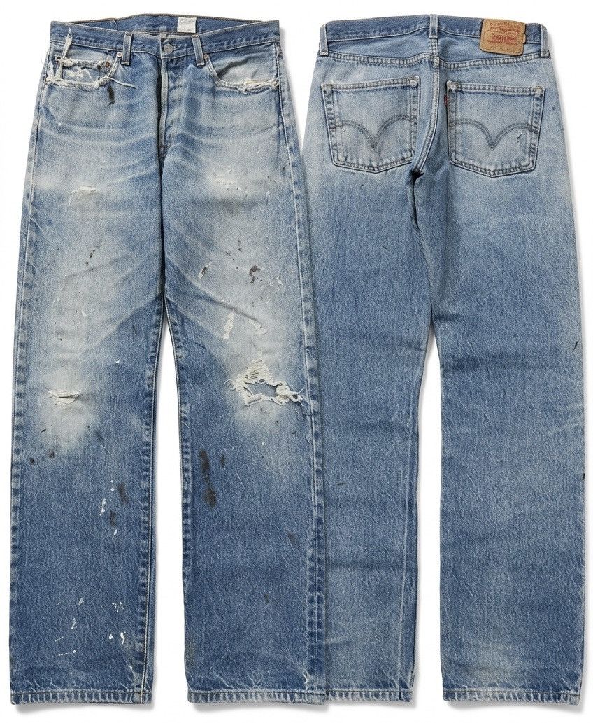Levi's Vintage Clothing Vintage Levi's 501 distressed and painted blue jeans Size US 32 / EU 48 - 1 Thumbnail