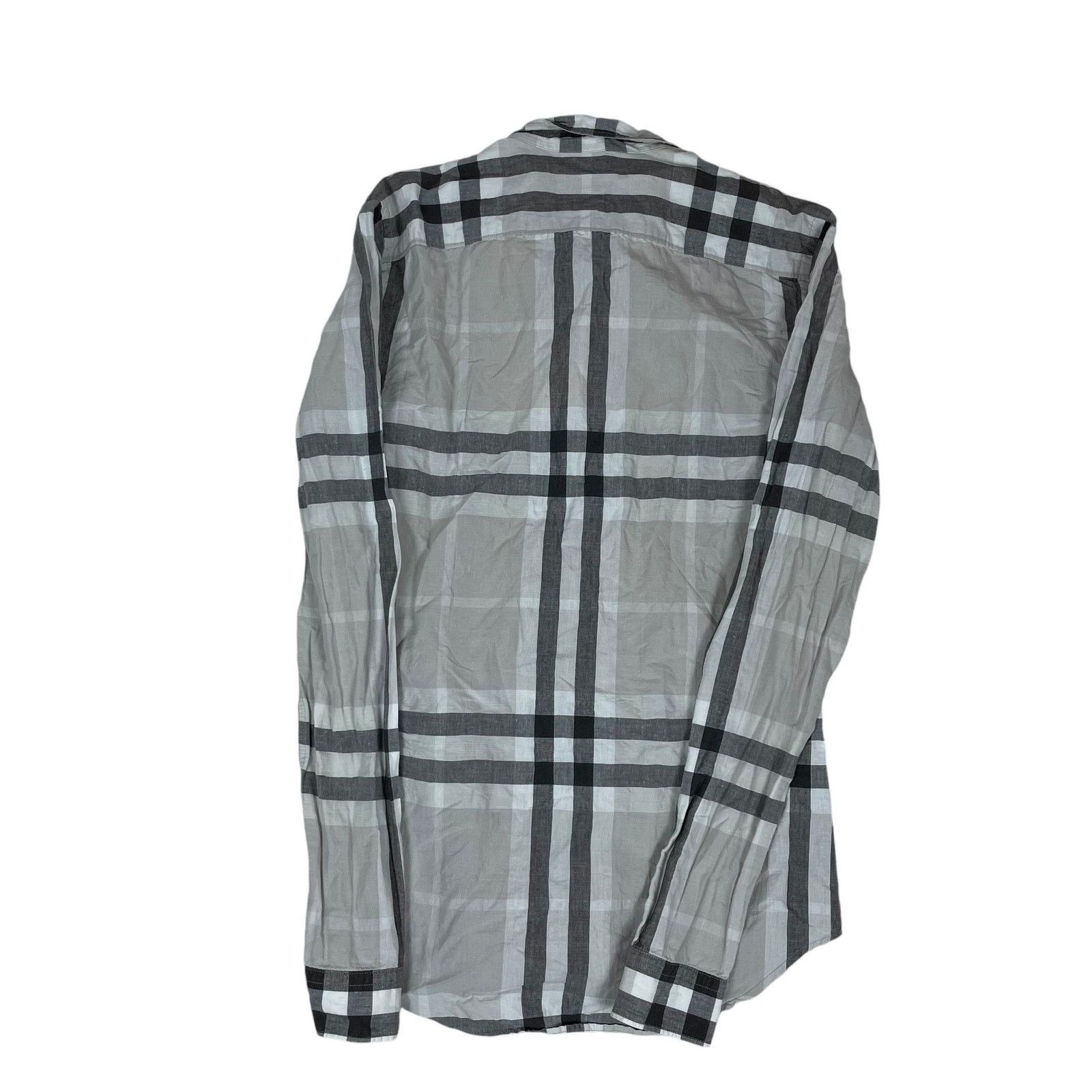 Burberry Burberry Brit Men's Gray Plaid Collared Long Sleeve Shirt XS Size US XS / EU 42 / 0 - 3 Thumbnail