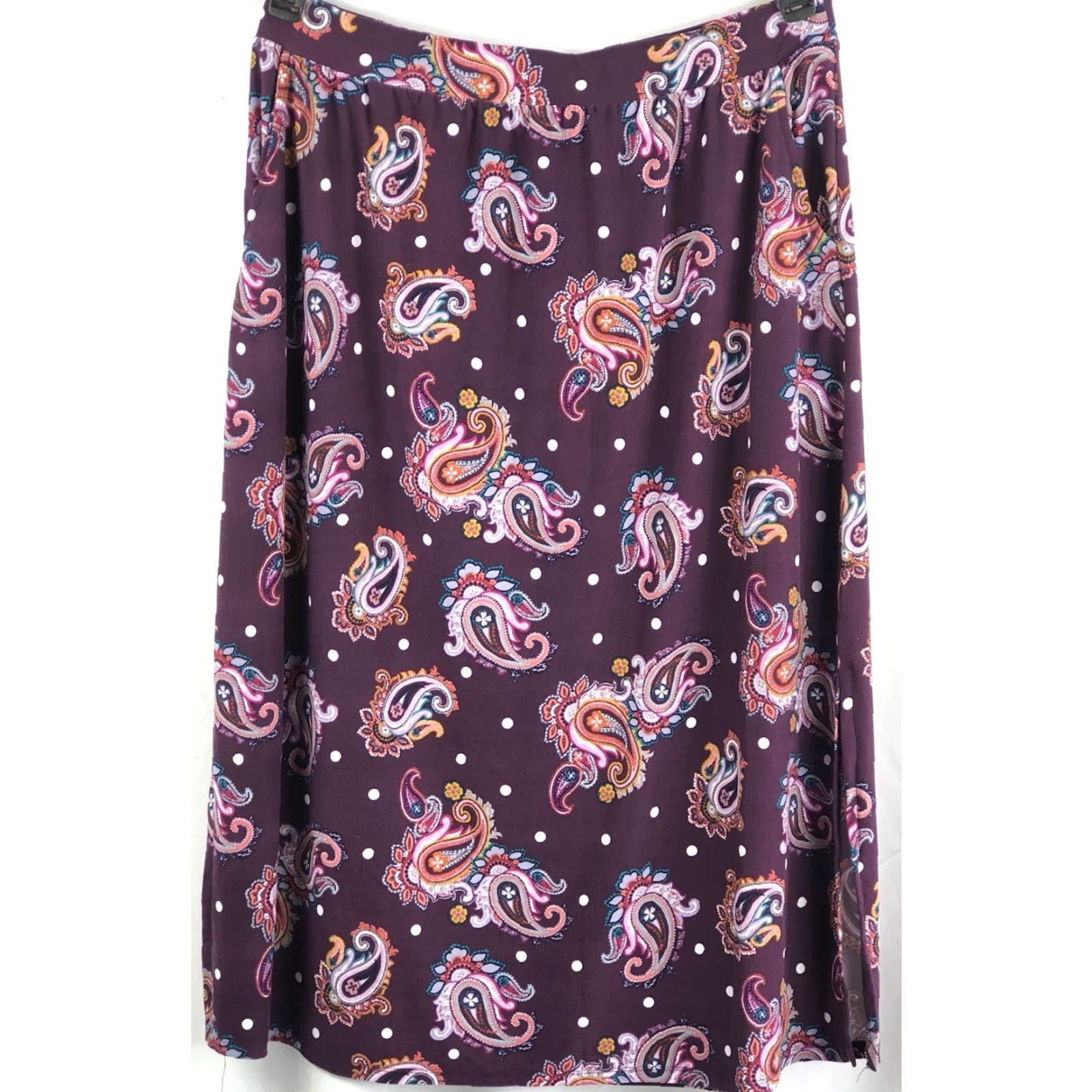 Vintage Terra & Sky Straight Midi Skirt 16/18W Purple Paisley Pockets 36"W Career Boho Size 40" / US 18 - 4 Thumbnail