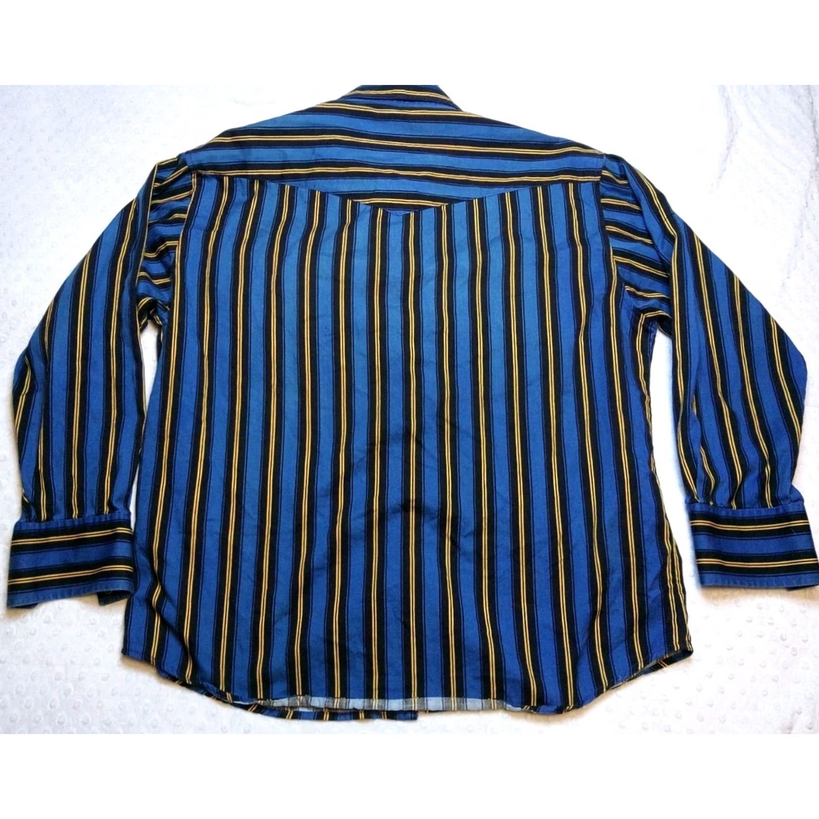 Wrangler VINTAGE Wrangler Shirt Mens 2XL Blue Striped Pearl Snap Button-Up Cowboy Shirt Size US XXL / EU 58 / 5 - 6 Thumbnail