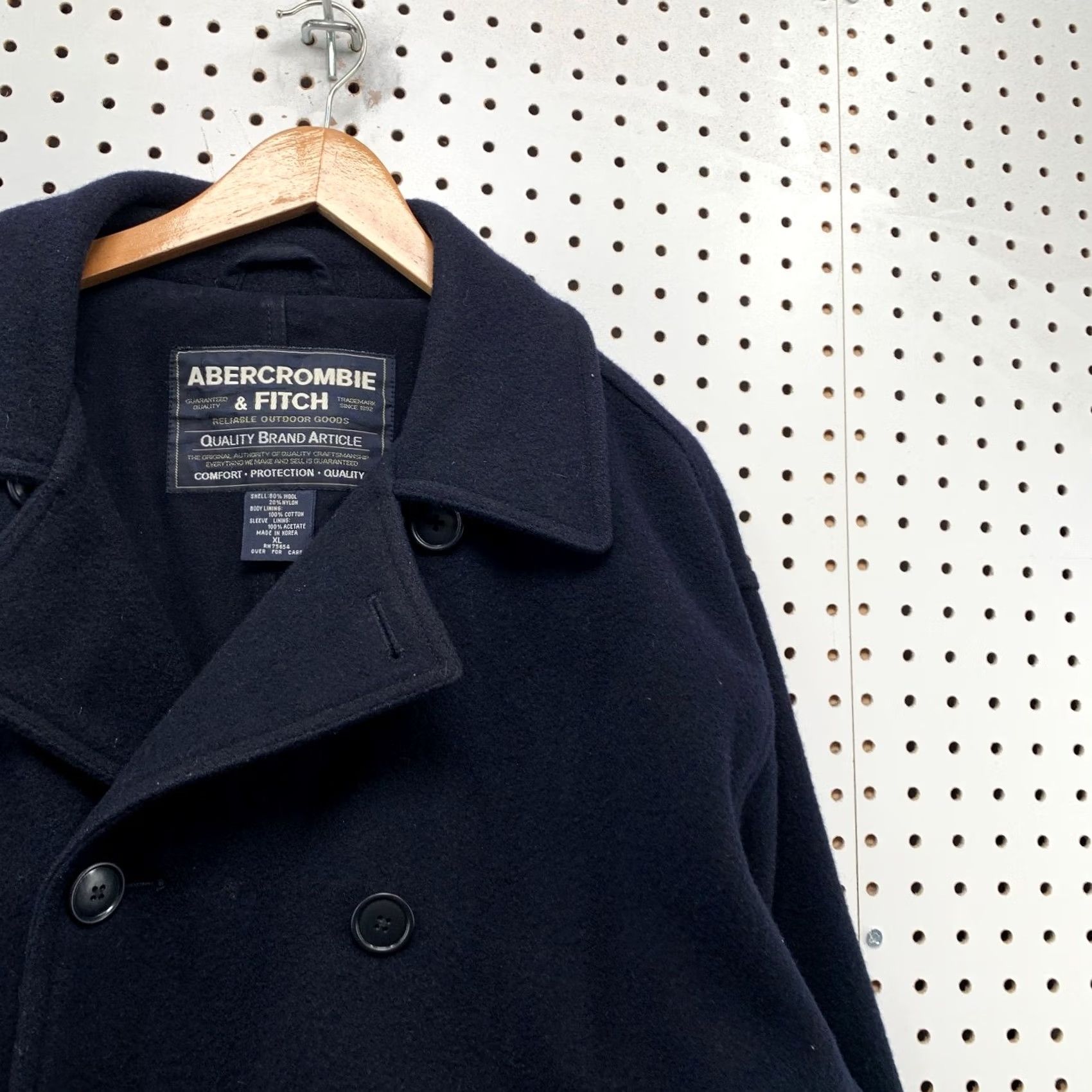 Abercrombie & Fitch Abercrombie & Fitch Wool Peacoat Men L Navy Blue Thick Heavy Double Breasted Vintage Regular Coat Size US L / EU 52-54 / 3 - 7 Thumbnail