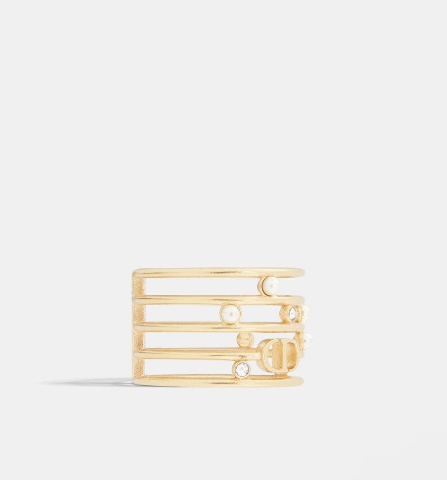 Dior Dior D-BACKSTAGE RING Gold-Finish Metal White Resin Pearls Size ONE SIZE - 1 Thumbnail