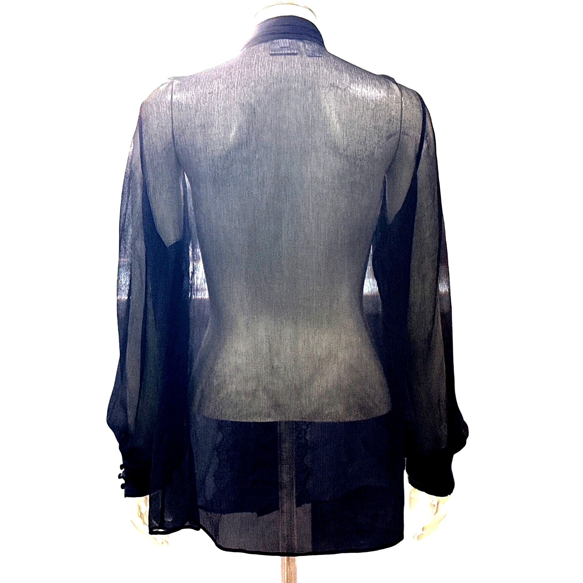 Chicos Vintage All Silk Blouse by Chicos Size 1 Black Sheer Lace Ch Size S / US 4 / IT 40 - 6 Thumbnail