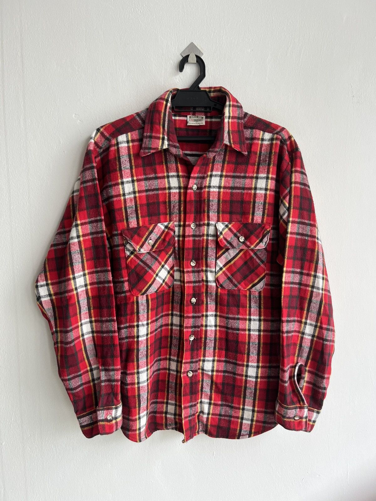 FiveBrother Vintage 1980s Five Brother Shadow Plaid Heavy Flannel Shirt Size US L / EU 52-54 / 3 - 1 Thumbnail