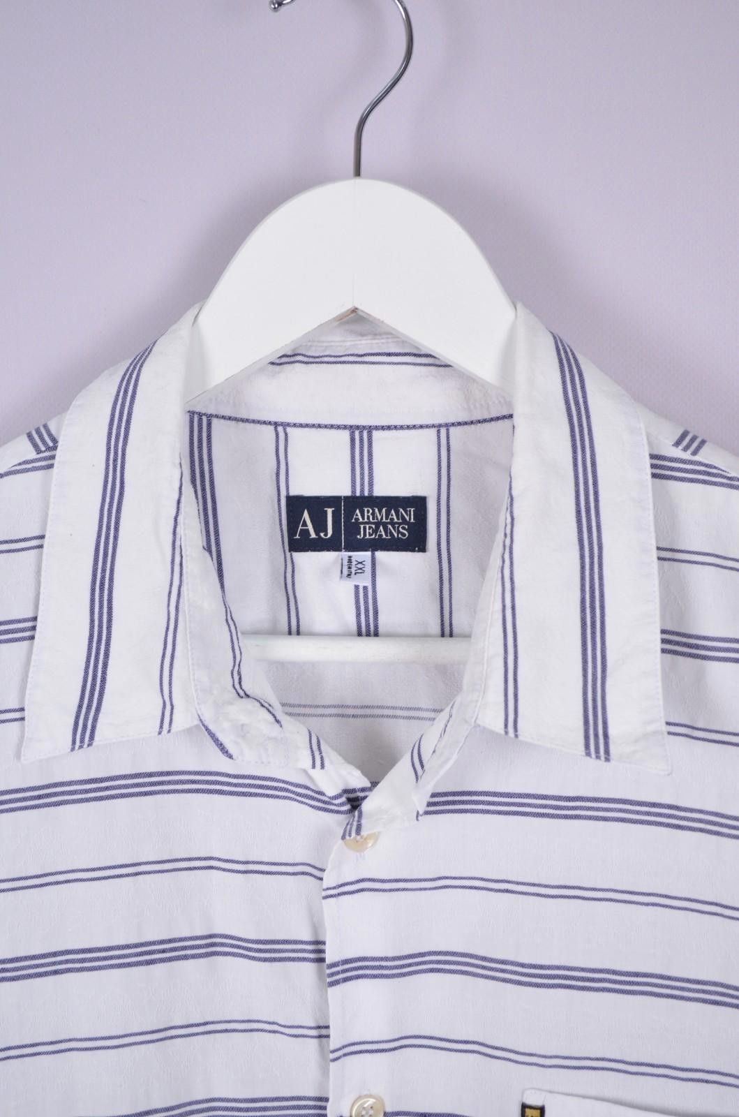 Designer Armani Jeans Mens Striped White Shirt Linen Cotton Size XXL Size US XXL / EU 58 / 5 - 5 Thumbnail