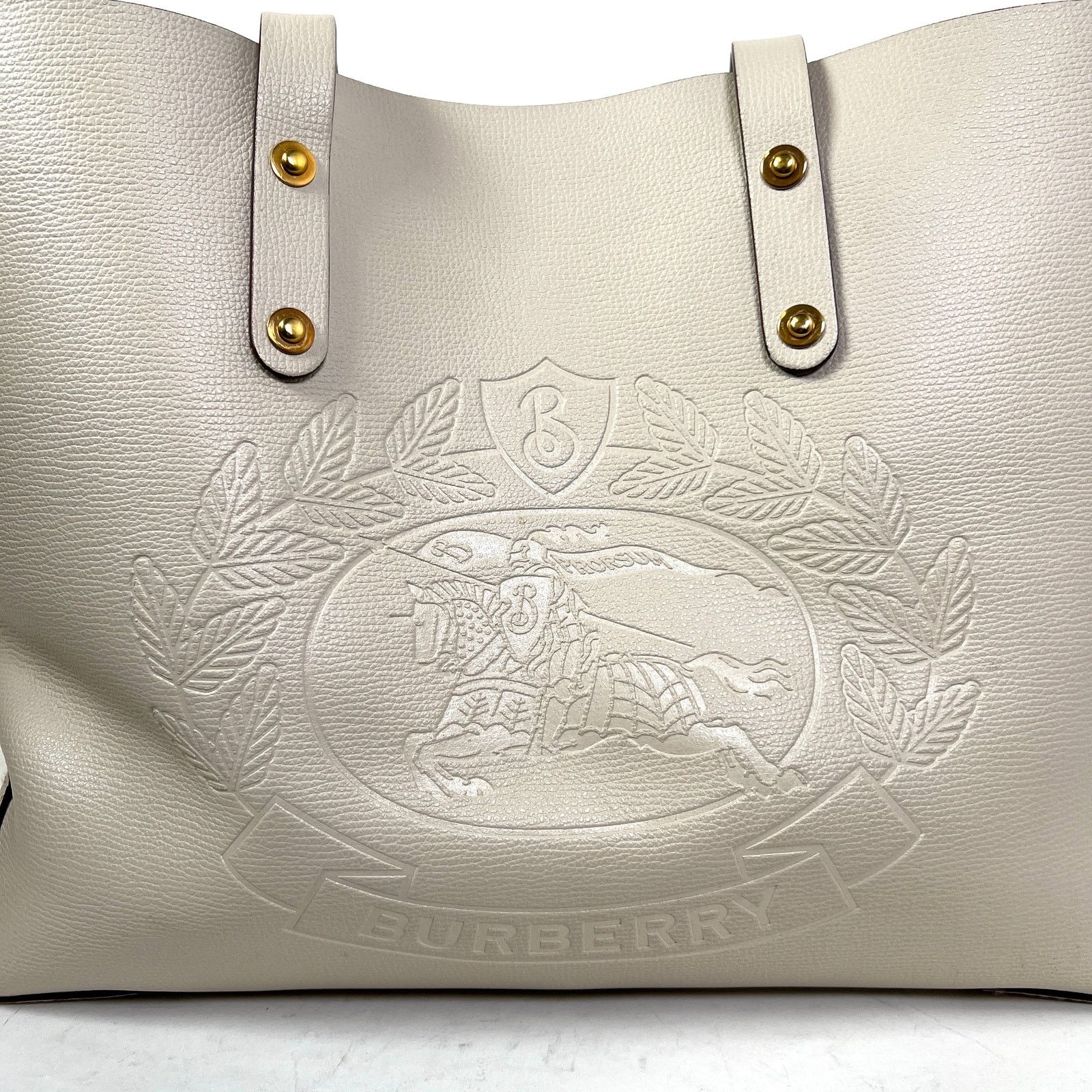 Burberry Burberry Tan Calfskin Crest Embossed Small Tote Bag Size ONE SIZE - 2 Thumbnail