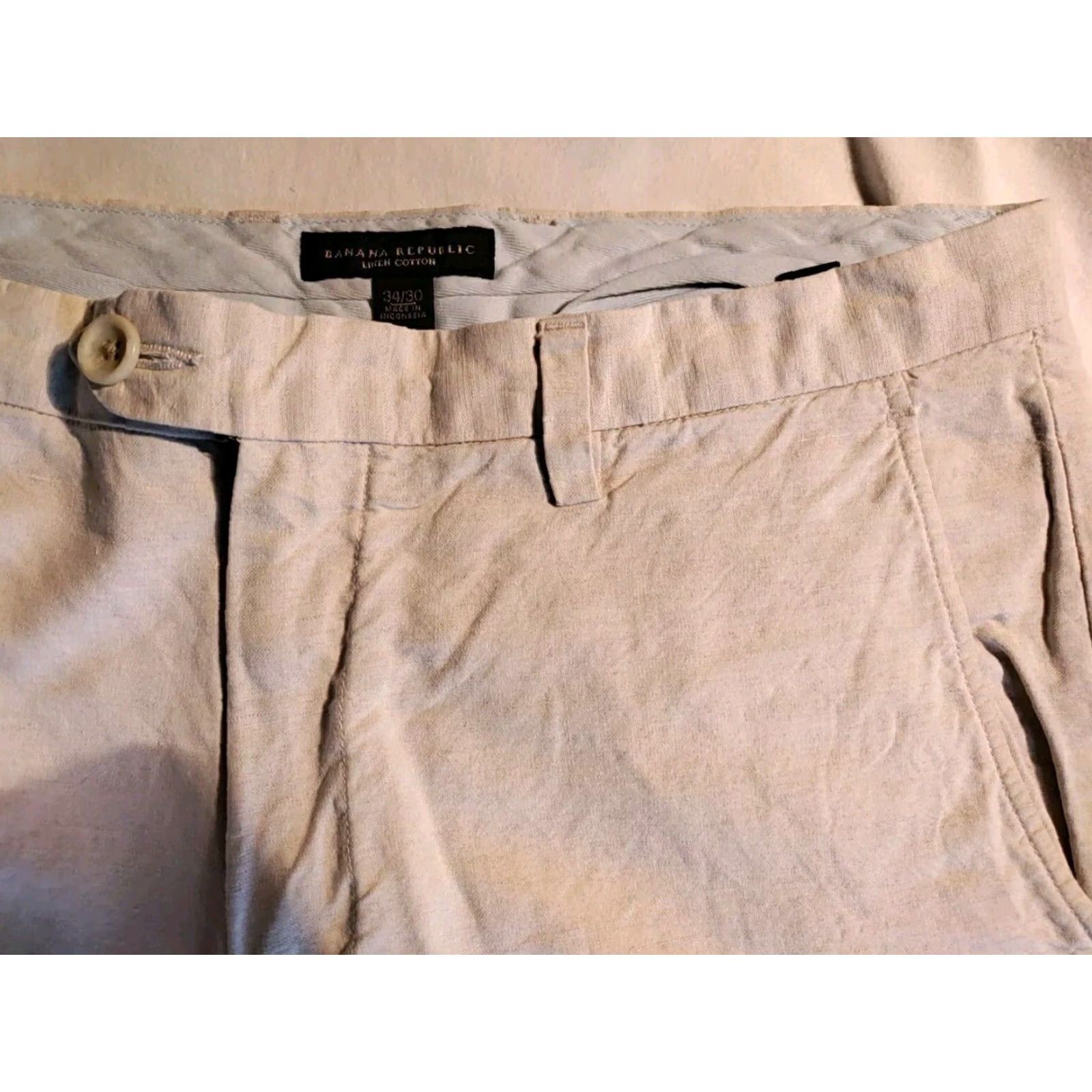 VINTAGE Banana Republic Men Dress Pants Cotton Linen Straight Leg