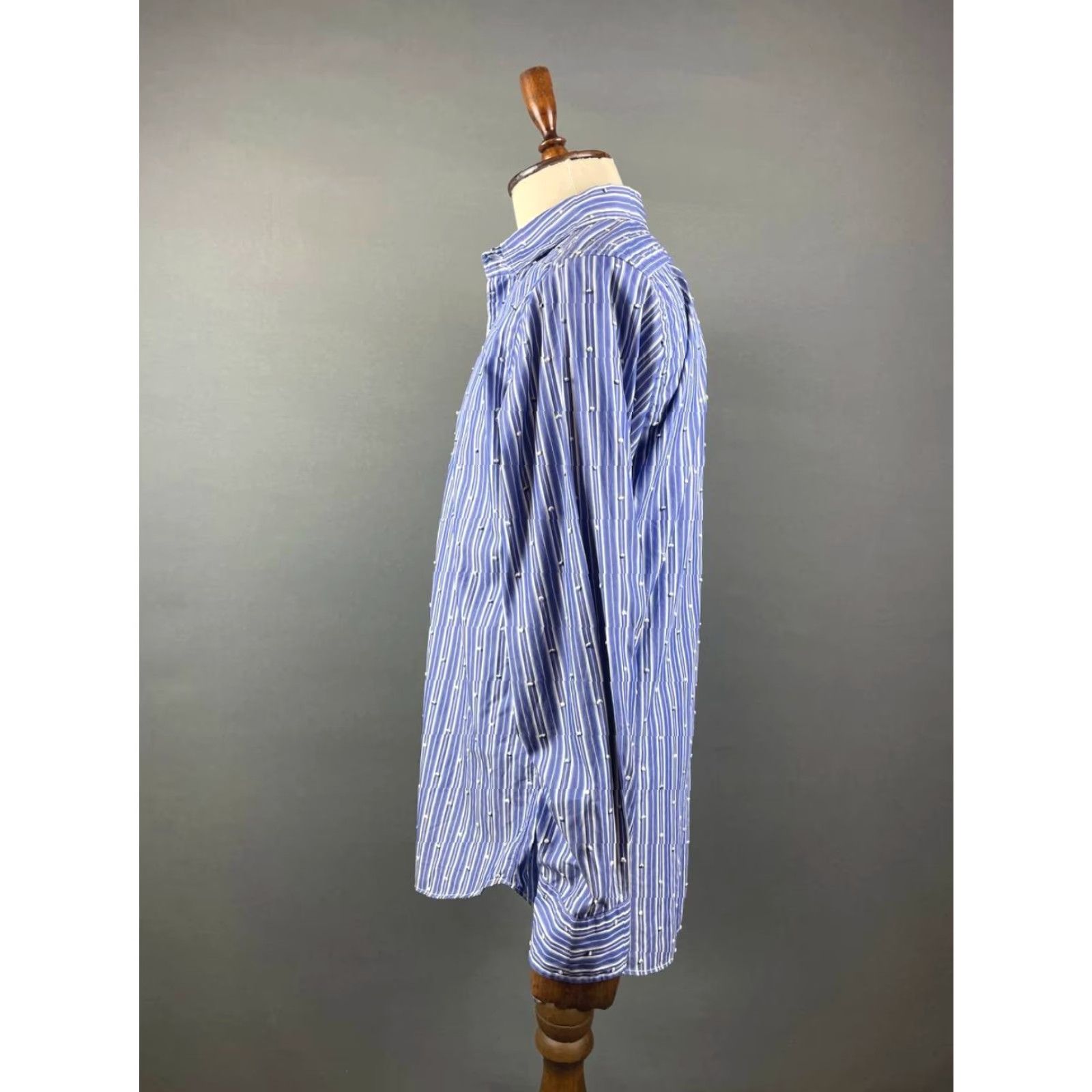 Etro ETRO Milano Mens Button-Up Shirt XL Blue Pinstripe Paisley Print Long Sleeve Size US XL / EU 56 / 4 - 5 Thumbnail
