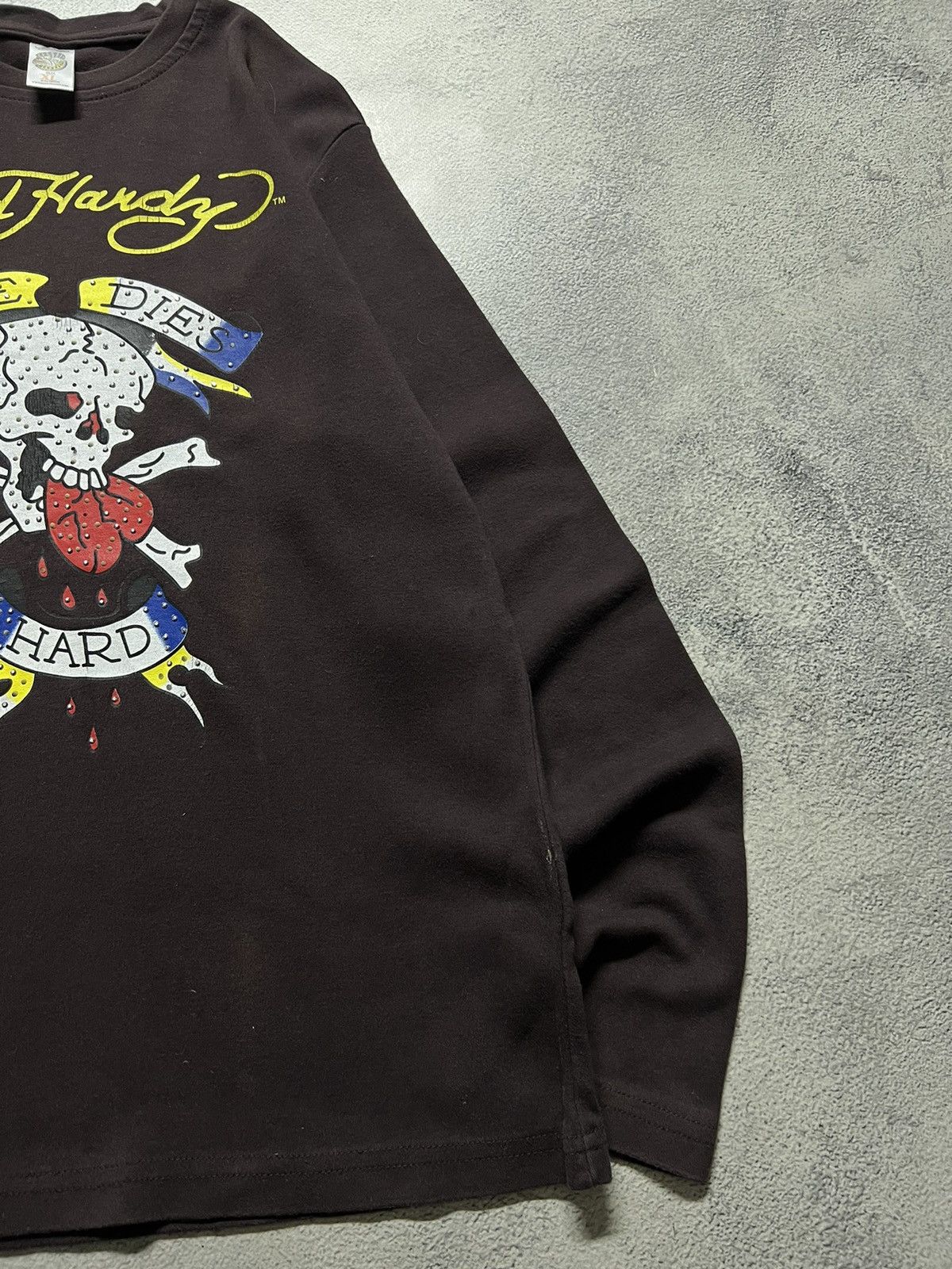 Ed Hardy Vintage Y2k Brown Skull ☠️ Ed Hardy Big Logo Long Sleeve 00’s Size L / US 10 / IT 46 - 6 Thumbnail