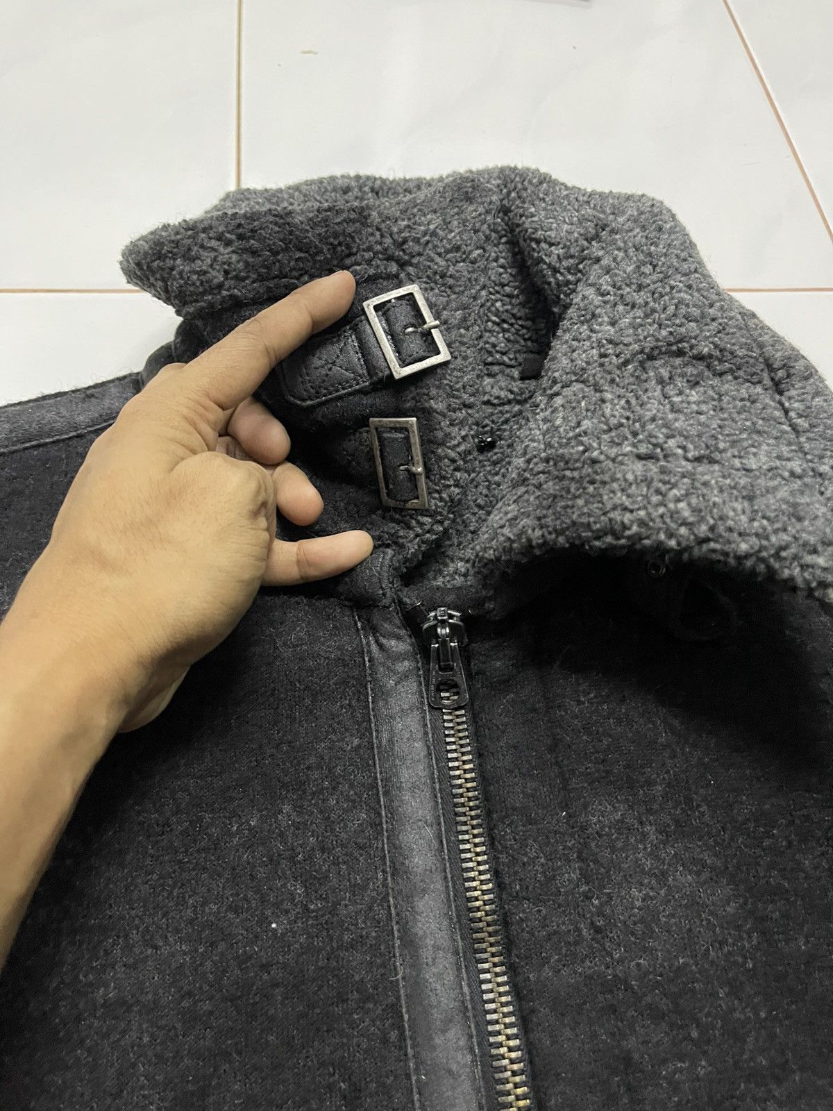 Diesel × Diesel Black Gold × Le Grande Bleu (L.G.B.) 2000s DIESEL TYPE N.78 WOOL FAUX FUR STRIPE SHERPA JACKET Size US M / EU 48-50 / 2 - 13 Thumbnail