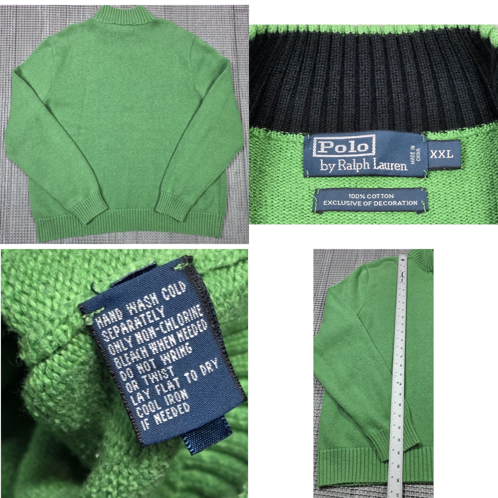 Polo Ralph Lauren VINTAGE Polo Ralph Lauren Mens Quarter Zip 2XL Heavy Mockneck Green Purple Sweater Rare Size US XXL / EU 58 / 5 - 8 Thumbnail