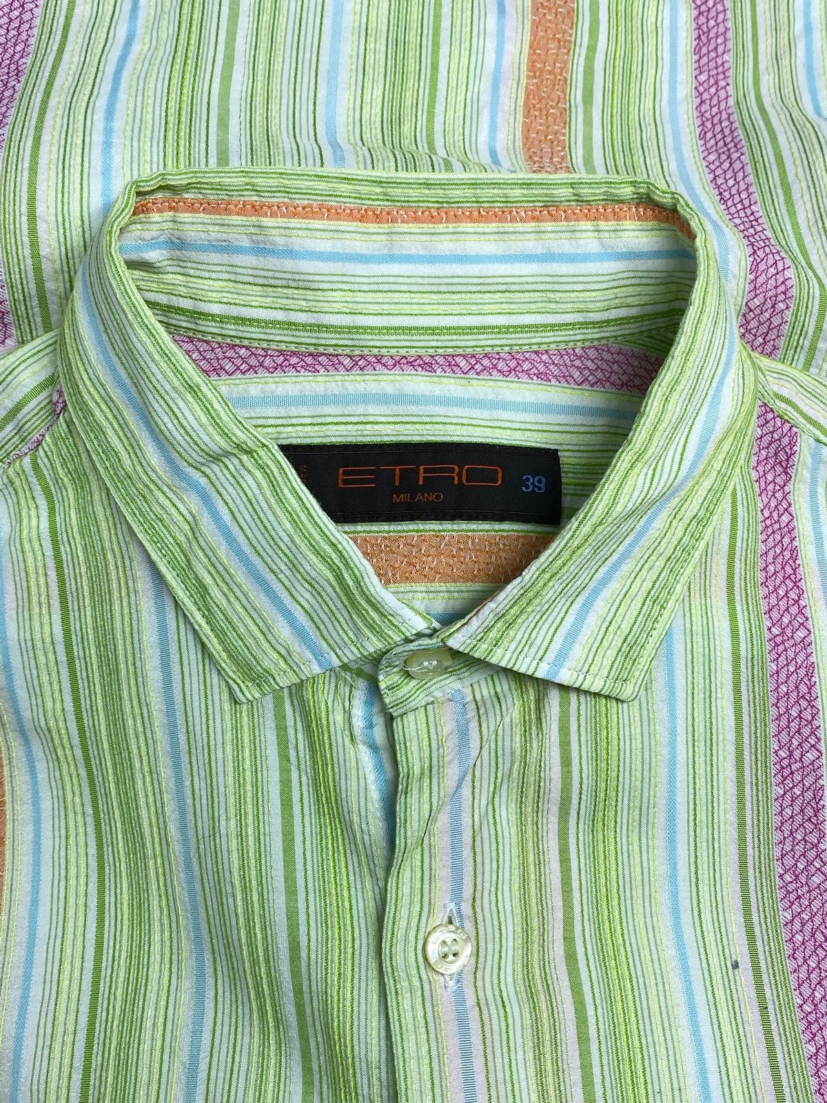 Etro 🔥 ETRO MILANO MULTICOLOR TEXTURED STRIPE PATTERN SHIRT Size US M / EU 48-50 / 2 - 15 Thumbnail