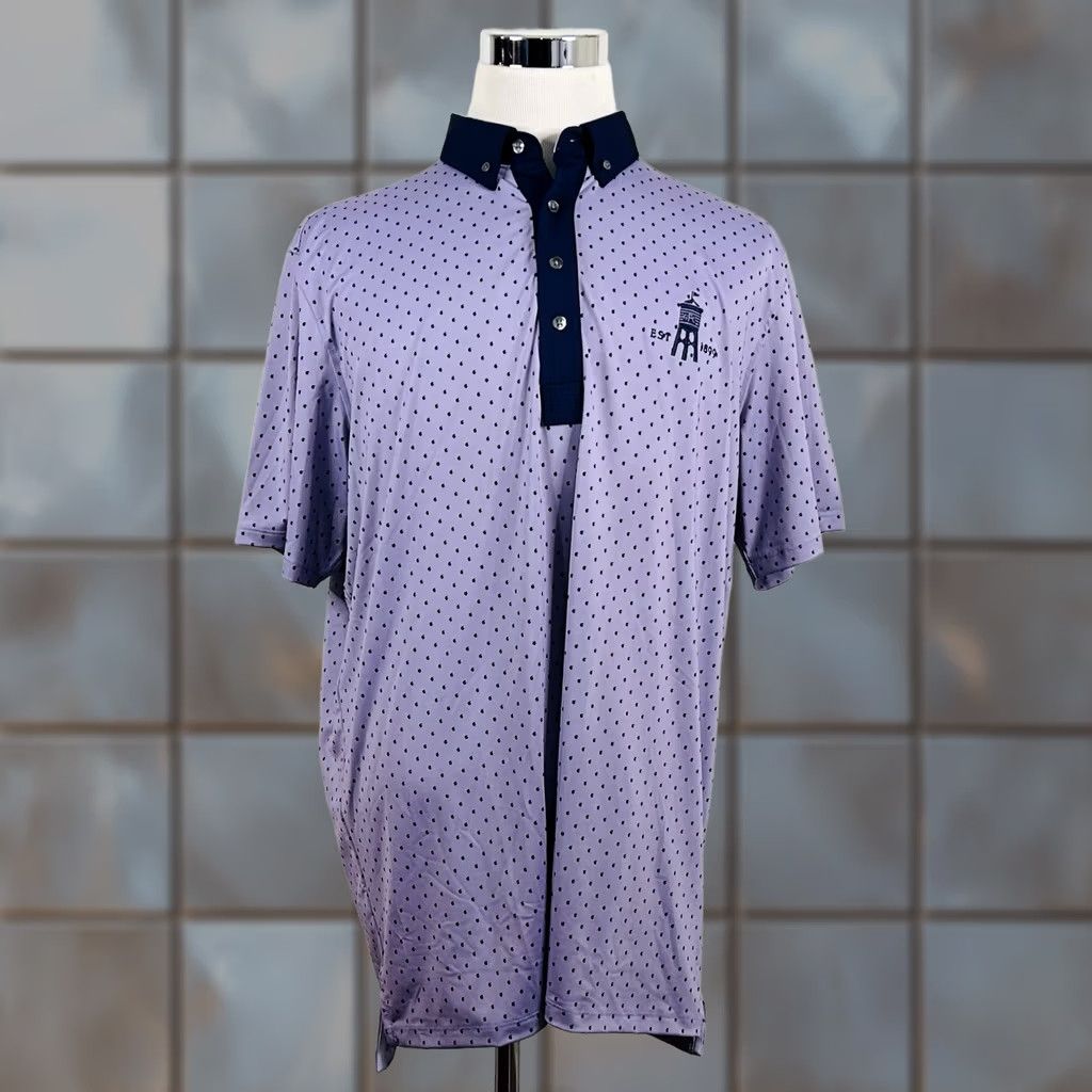 Vintage Greyson Golf Polo Shirt XL Button Down Paisley Allover Print Blue Polyester Mens Size US XL / EU 56 / 4 - 1 Thumbnail