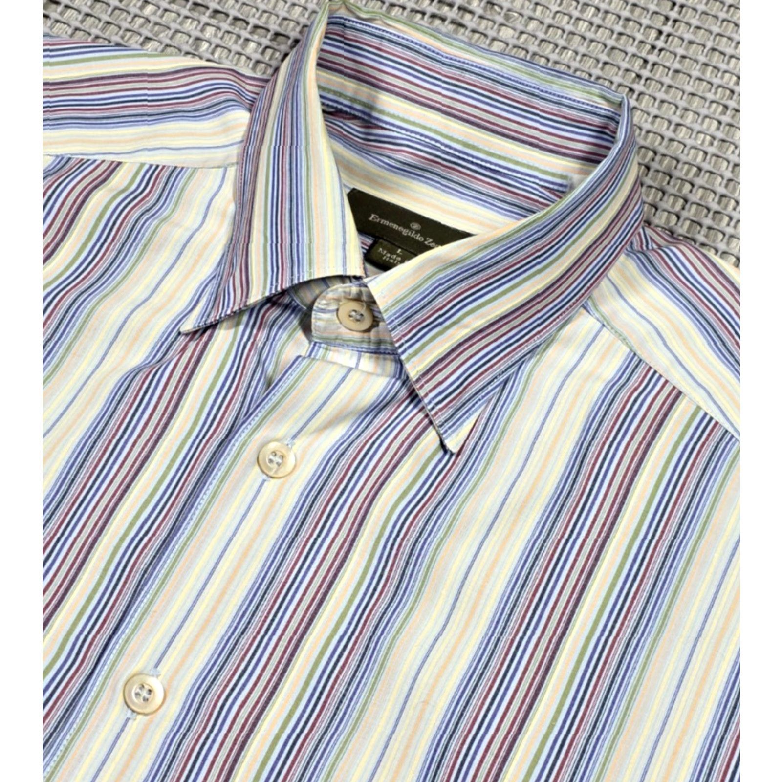 Ermenegildo Zegna Ermenegildo Zegna Button-Up Shirt Men Long Sleeve L Multicolor Stripe Italy Made Size US L / EU 52-54 / 3 - 5 Thumbnail