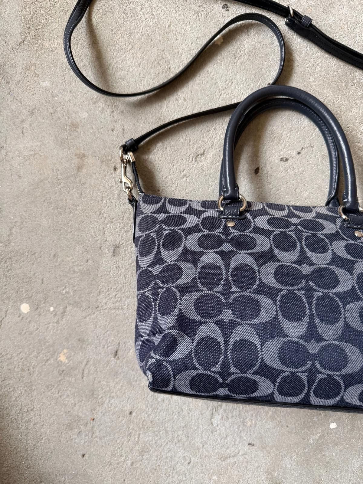 Coach Coach 2Way Signature Mini Emma Denim Shoulder Bag Navy Size ONE SIZE - 7 Thumbnail