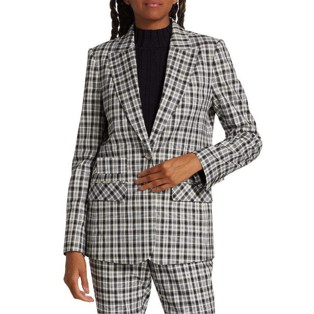 Elie Tahari NWT New $395 Elie Tahari Black White Plaid Single-Button Bl Size M / US 6-8 / IT 42-44 - 1 Thumbnail