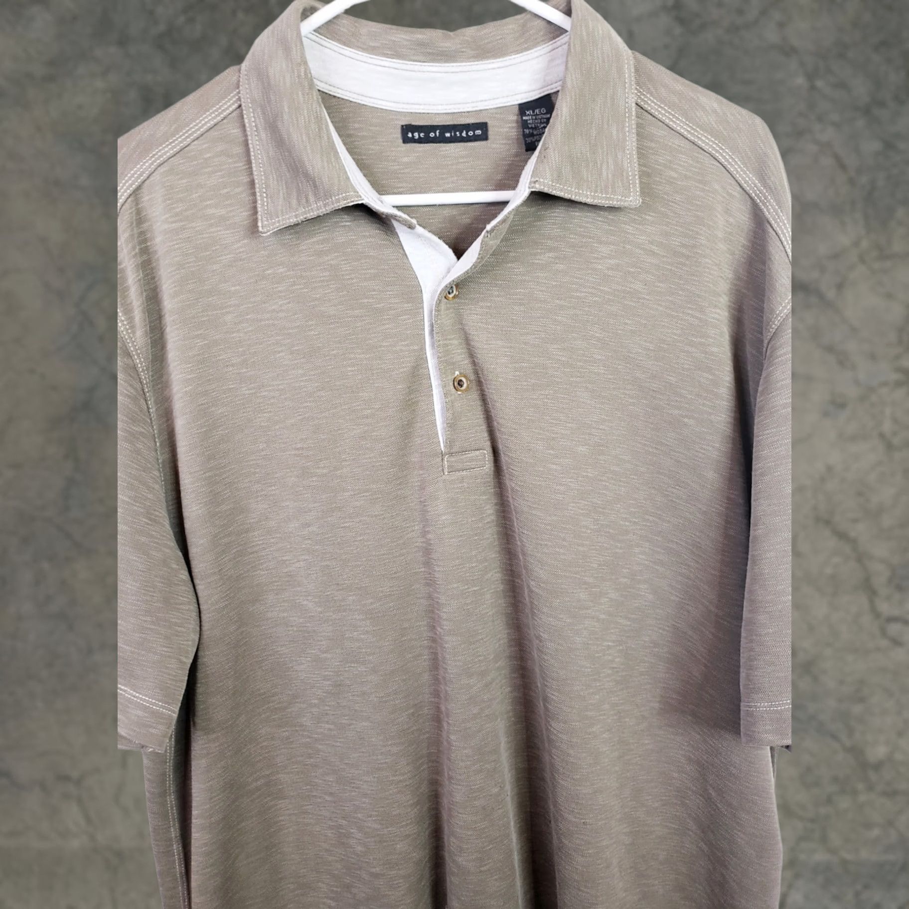 Vintage Age of Wisdom Polo Shirt Mens XL Extra Large Brown Modal Performance Short Slv Size US XL / EU 56 / 4 - 1 Thumbnail