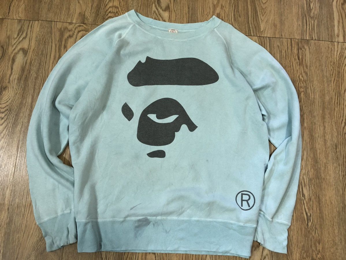 image of Bape Big Head Sweatshirt in Blue, Men's (Size Medium)